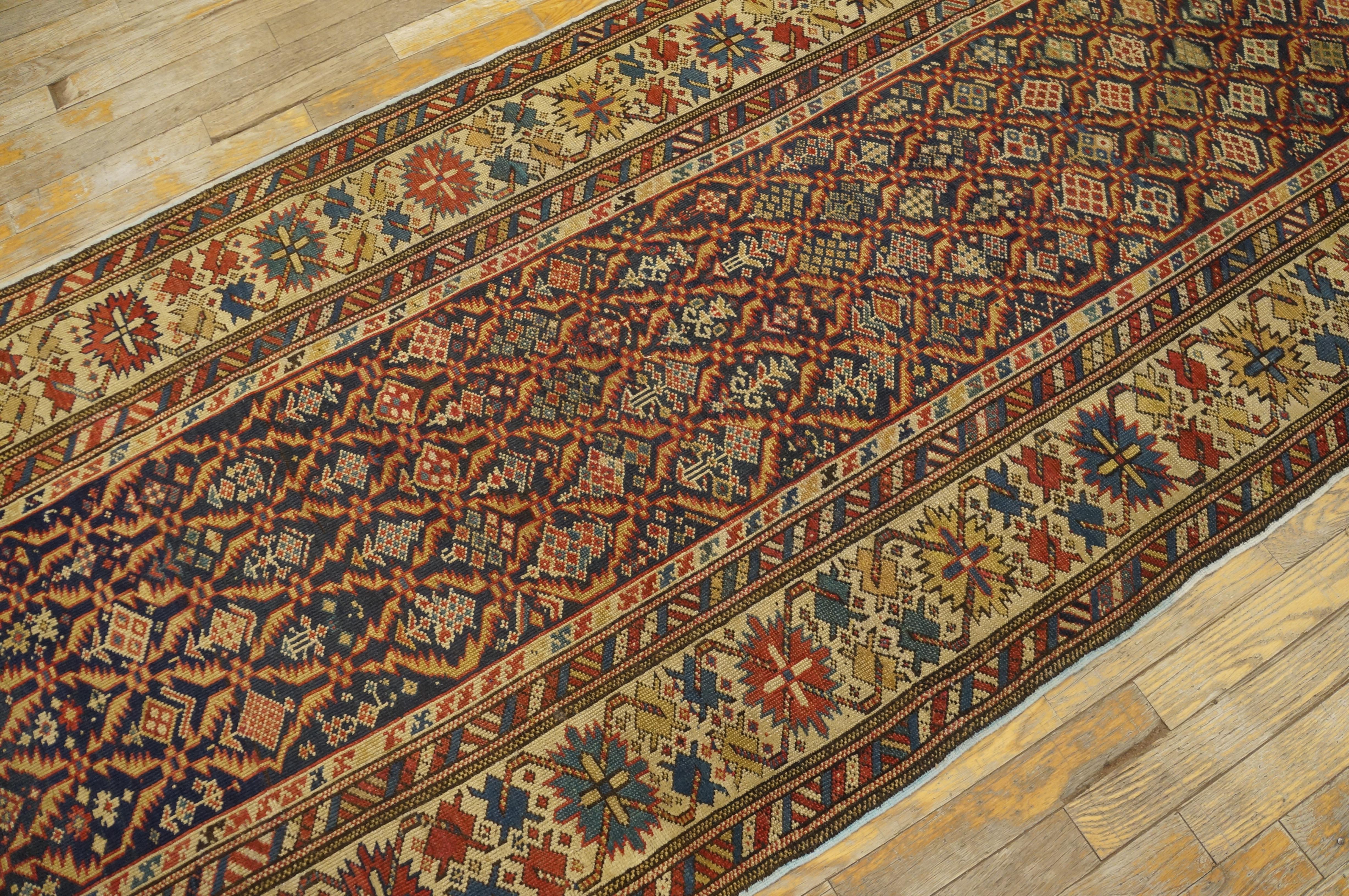 Kaukasischer Schirwan-Läufer-Teppich des 19. Jahrhunderts ( 3'3