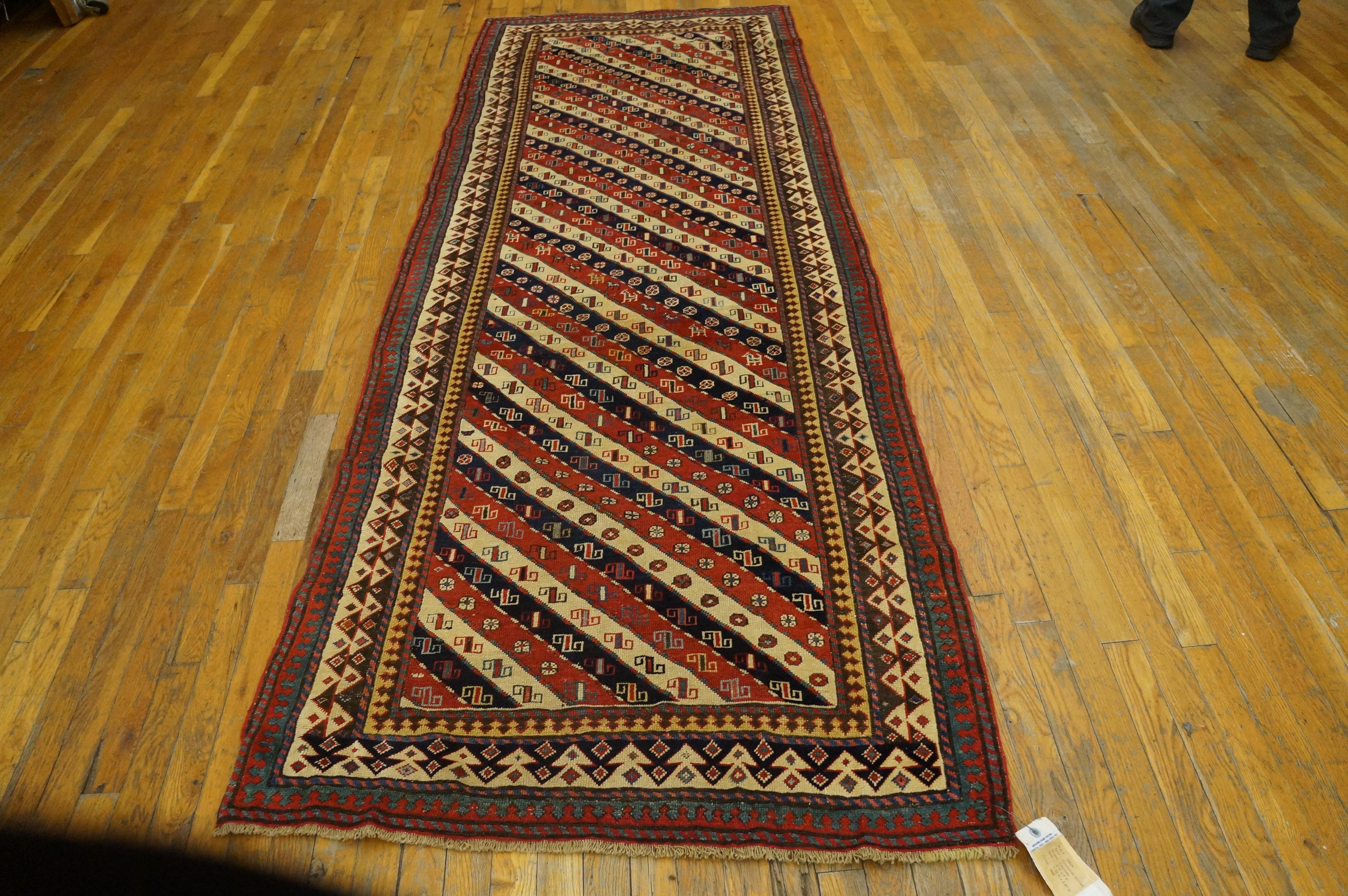 Tapis de course caucasien Shirvan du 19ème siècle ( 3'4