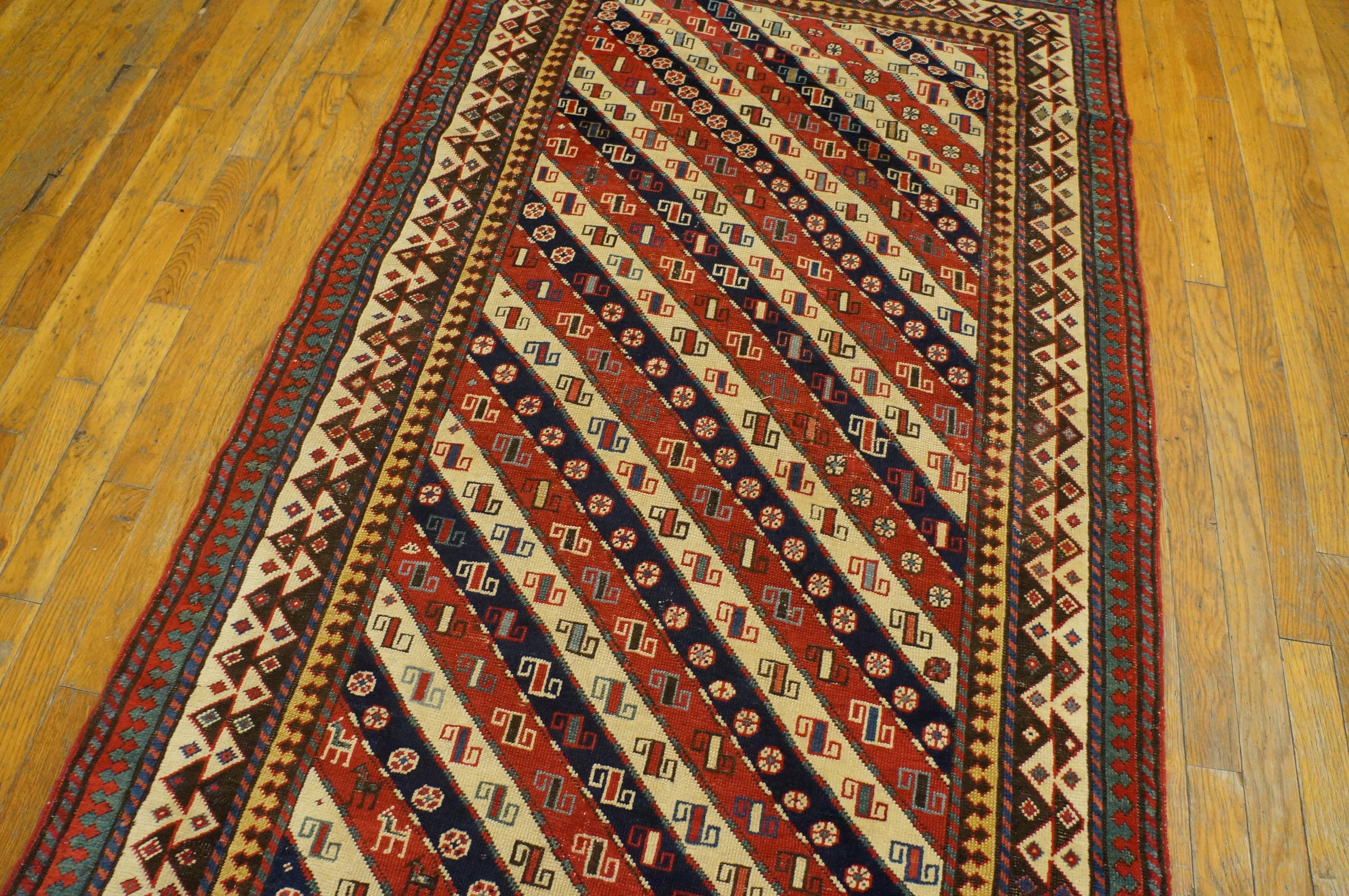 Tapis de course caucasien Shirvan du 19ème siècle ( 3'4
