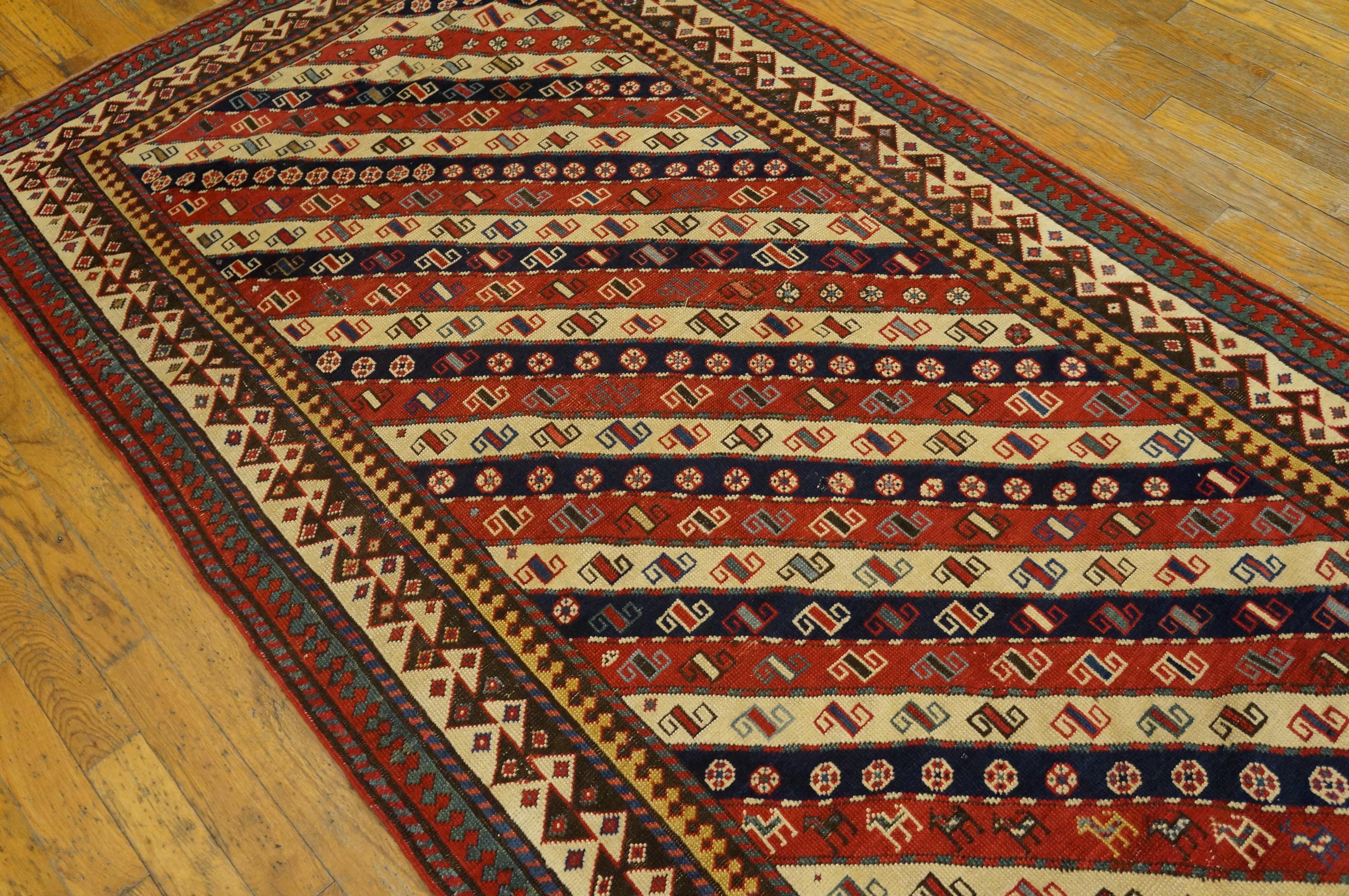 Tapis de course caucasien Shirvan du 19ème siècle ( 3'4