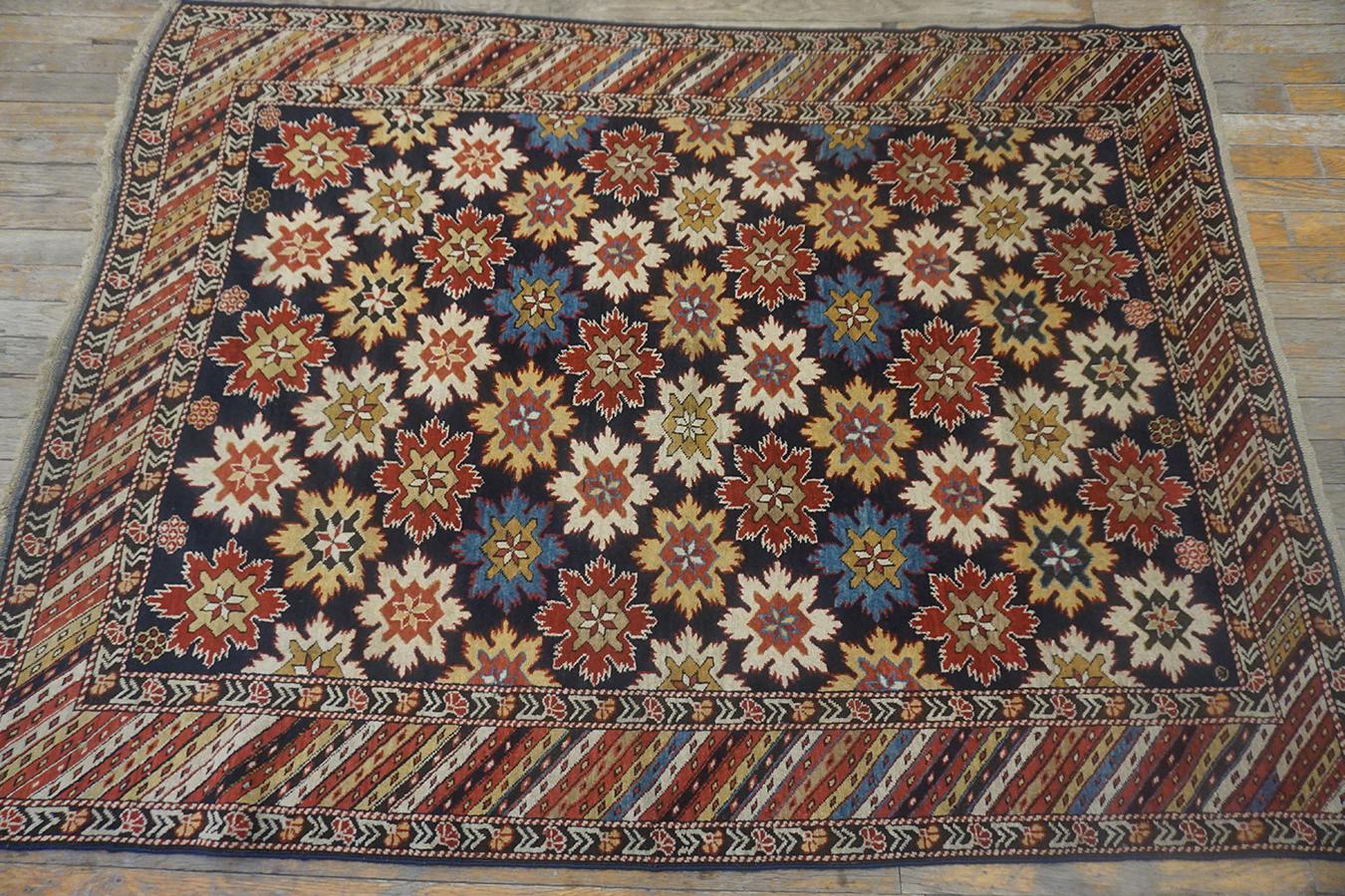Kaukasischer Shirvan-Stern-Kuban-Teppich des 19. Jahrhunderts ( 4' x 5'6
