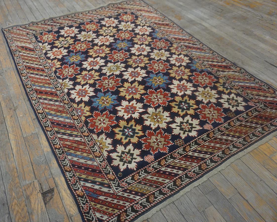 Kaukasischer Shirvan-Stern-Kuban-Teppich des 19. Jahrhunderts ( 4' x 5'6