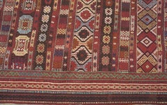 19th Century Caucasian Silk & Wool Verneh Flat-Weave Carpet