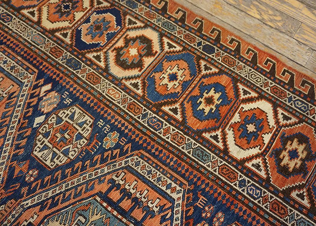Wool 19th Century Caucasian Sumak Carpet ( 4'6