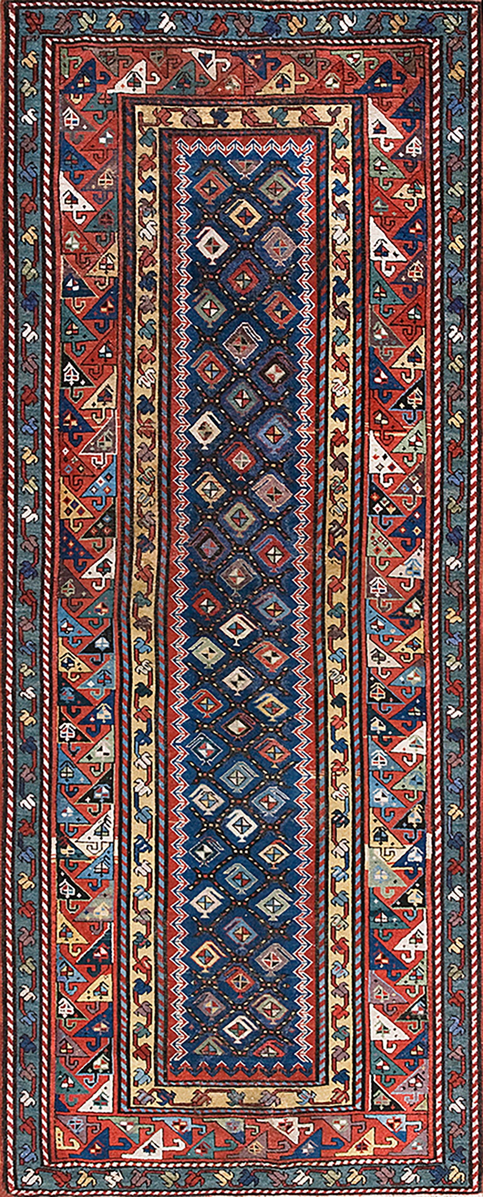 Tapis caucasien du 19e siècle ( 3'8" x 9'4" - 112 x 285 )