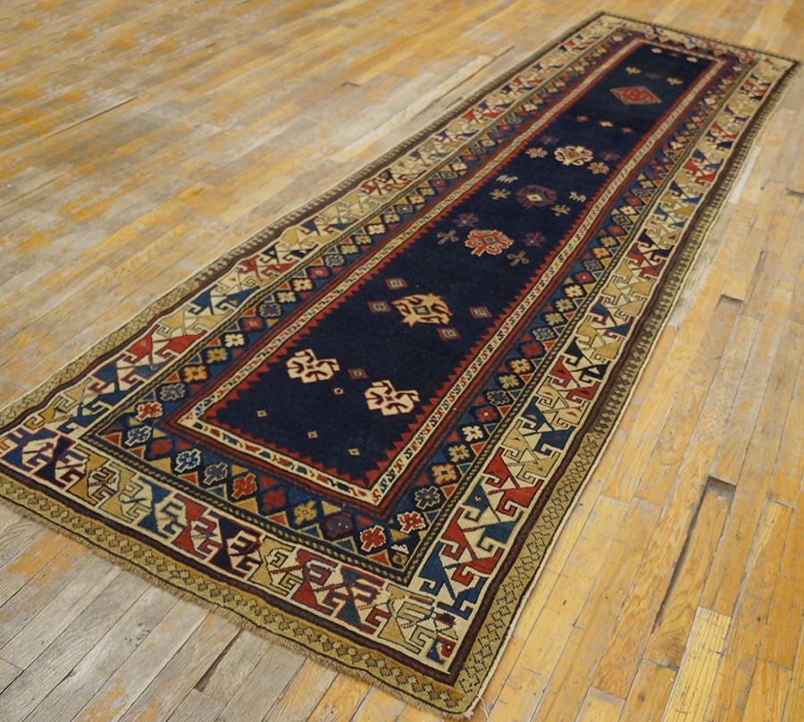 Noué à la main Tapis de course caucasien Talish du 19ème siècle ( 3'4