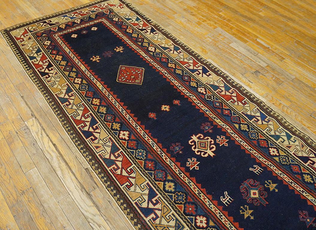 Tapis de course caucasien Talish du 19ème siècle ( 3'4