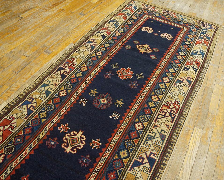 Tapis de course caucasien Talish du 19ème siècle ( 3'4