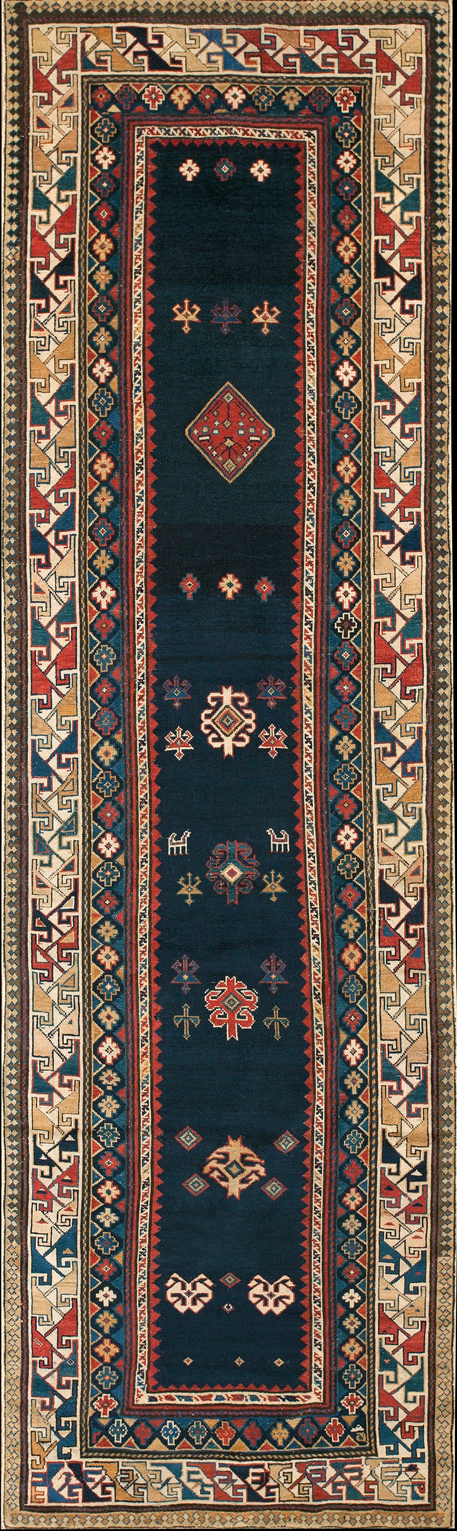 Tapis de course caucasien Talish du 19ème siècle ( 3'4" x 10"10" - 102 x 330 )