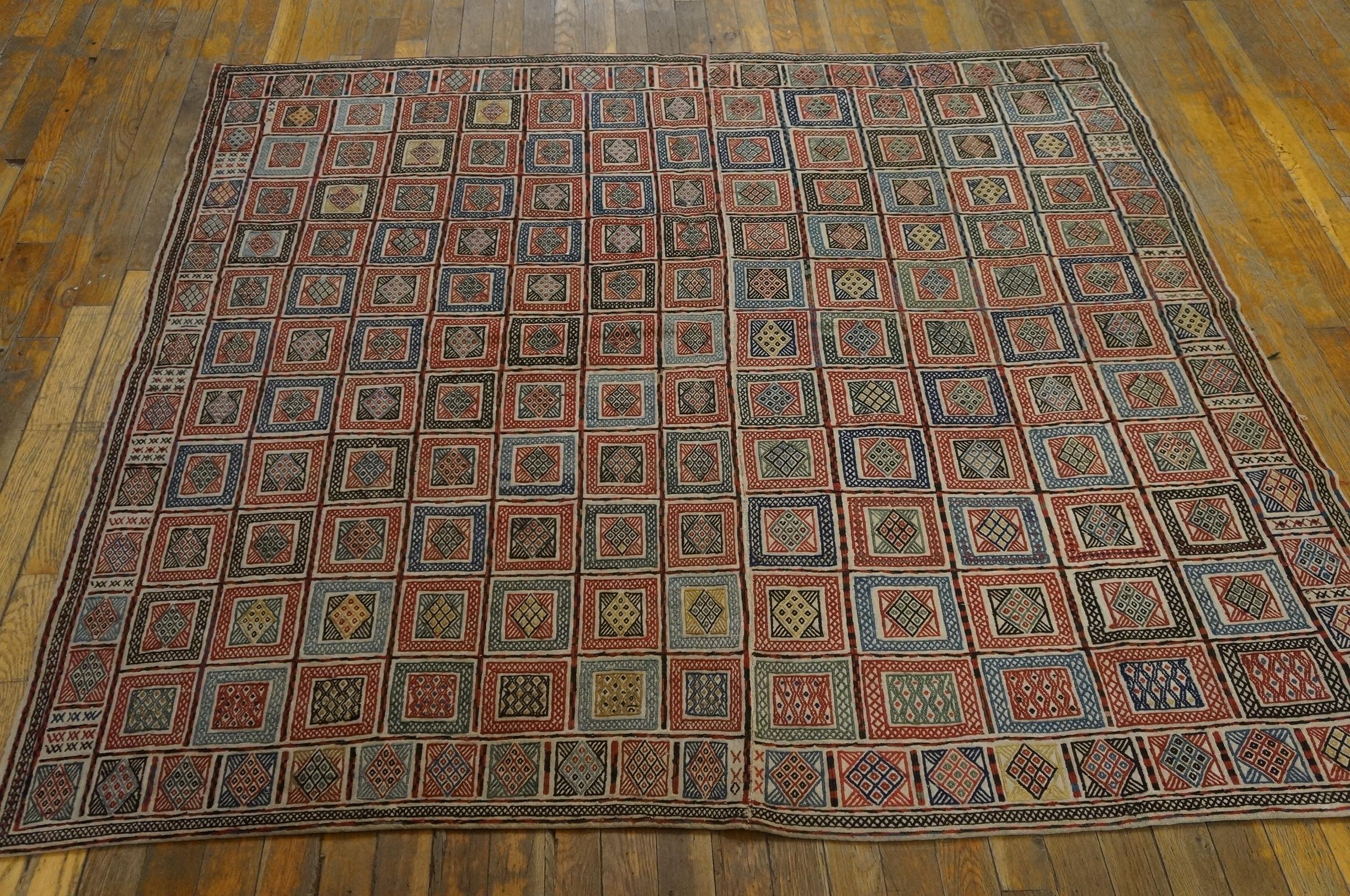 Tappeto caucasico Verneh a tessitura piatta del XIX secolo ( 5'4