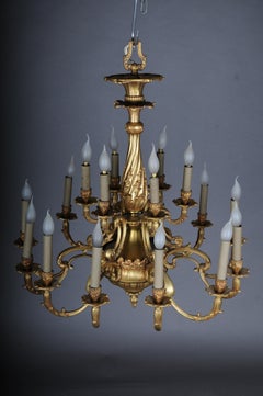 19th Century Ceiling Chandelier, France Around 1890, Gold Bronze