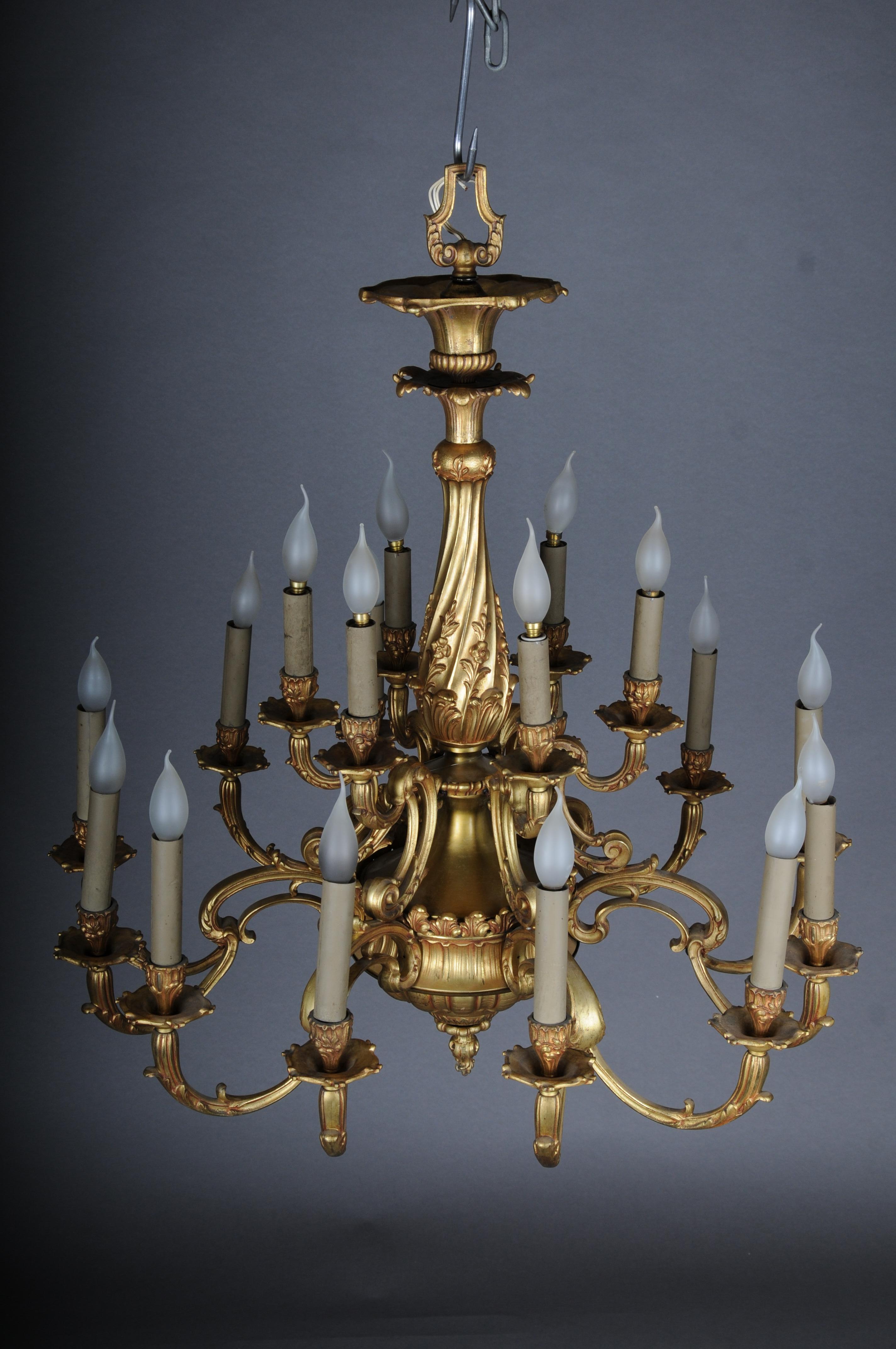 French 19th Century Ceiling Chandelier, France Around 1890, Gold Bronze For Sale