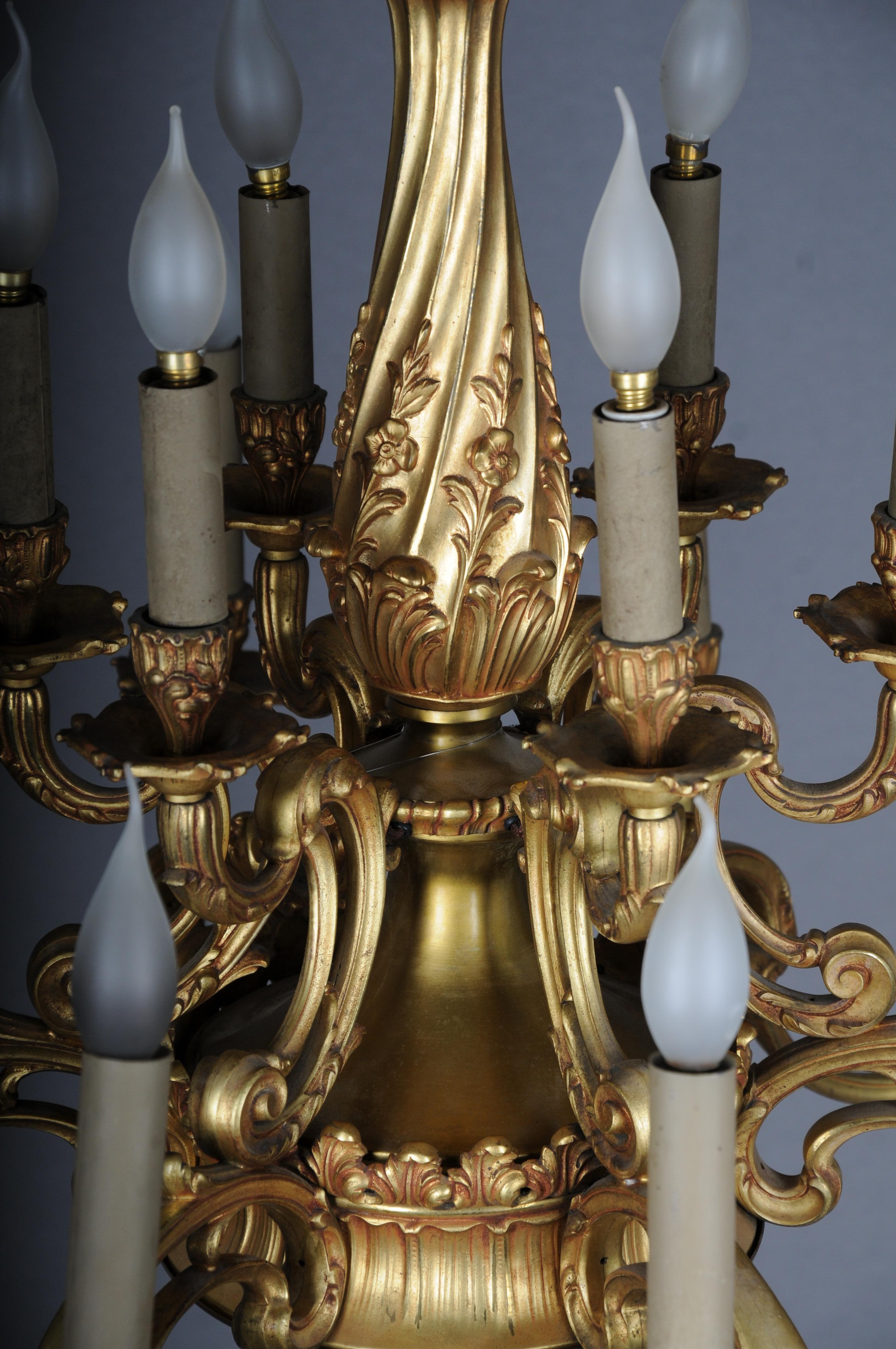 19th Century Ceiling Chandelier, France Around 1890, Gold Bronze In Good Condition For Sale In Berlin, DE