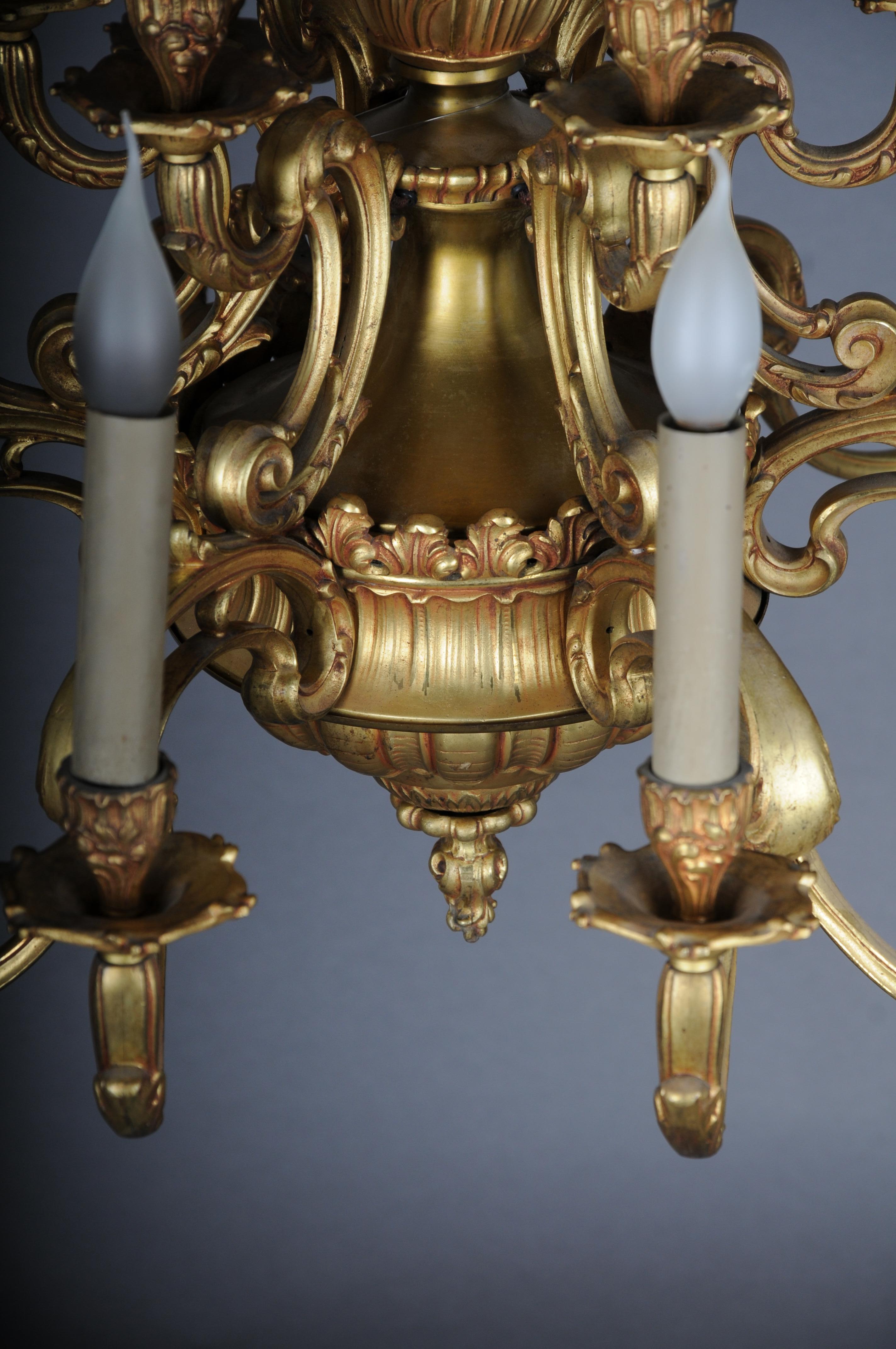 19th Century Ceiling Chandelier, France Around 1890, Gold Bronze For Sale 1