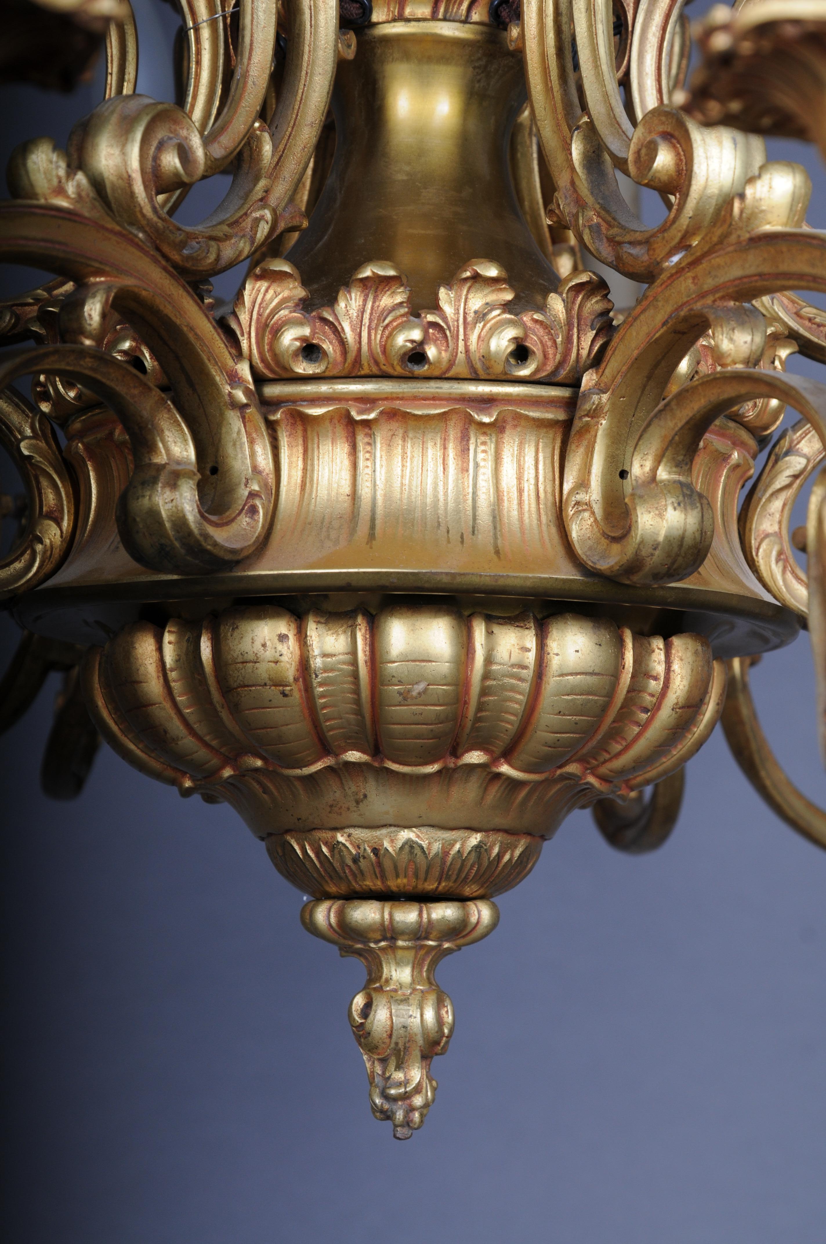 19th Century Ceiling Chandelier, France Around 1890, Gold Bronze For Sale 3