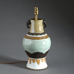 19th Century Celadon Crackle Glaze Vase as a Table Lamp