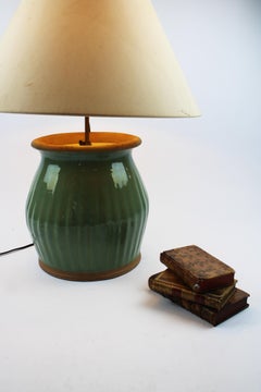 19th century Celadon Glazed Stoneware Ginger Jar Mounted as Lamp Longquan China