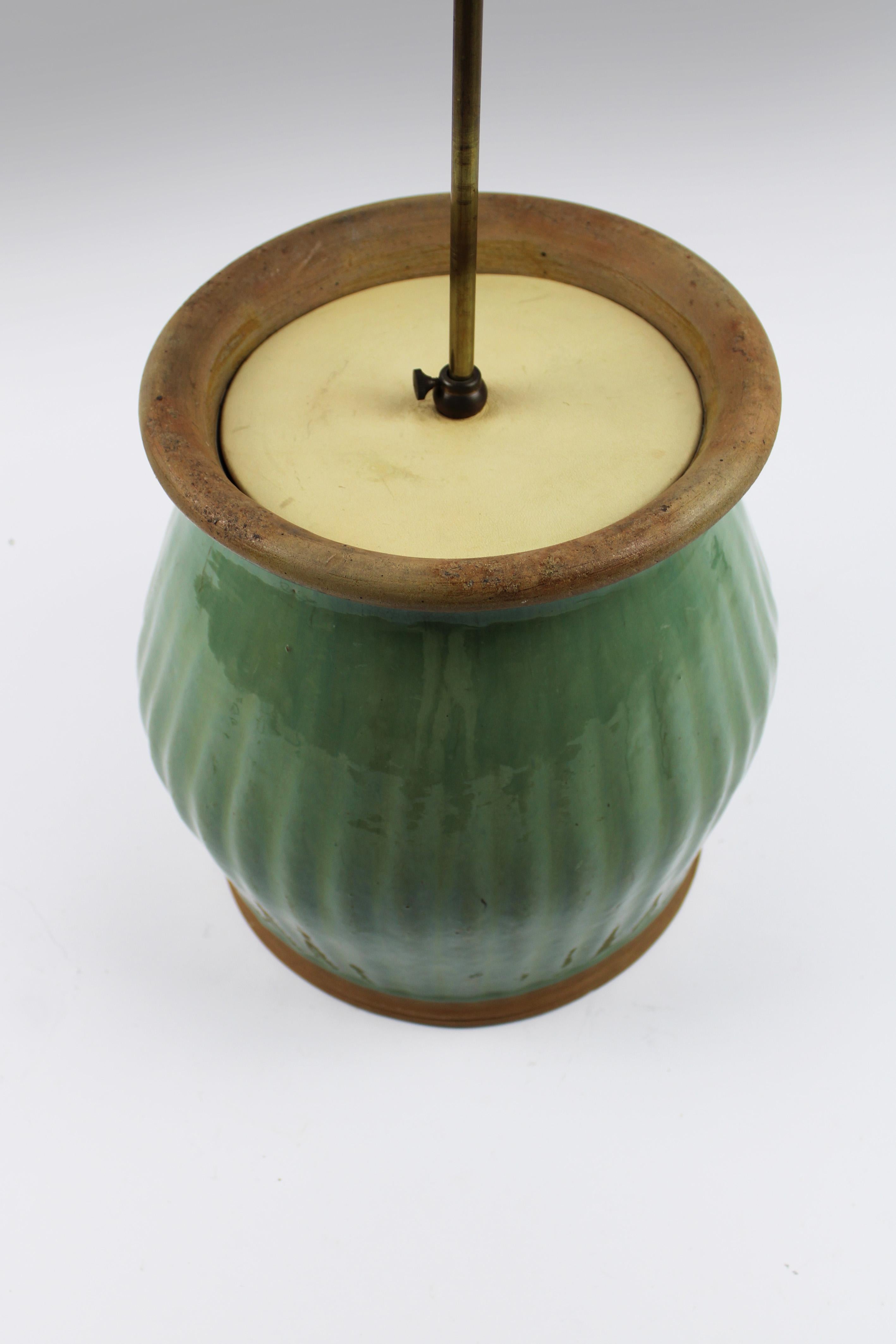 Ming 19th century Celadon Glazed Stoneware Ginger Jar Mounted as Lamp Longquan China For Sale