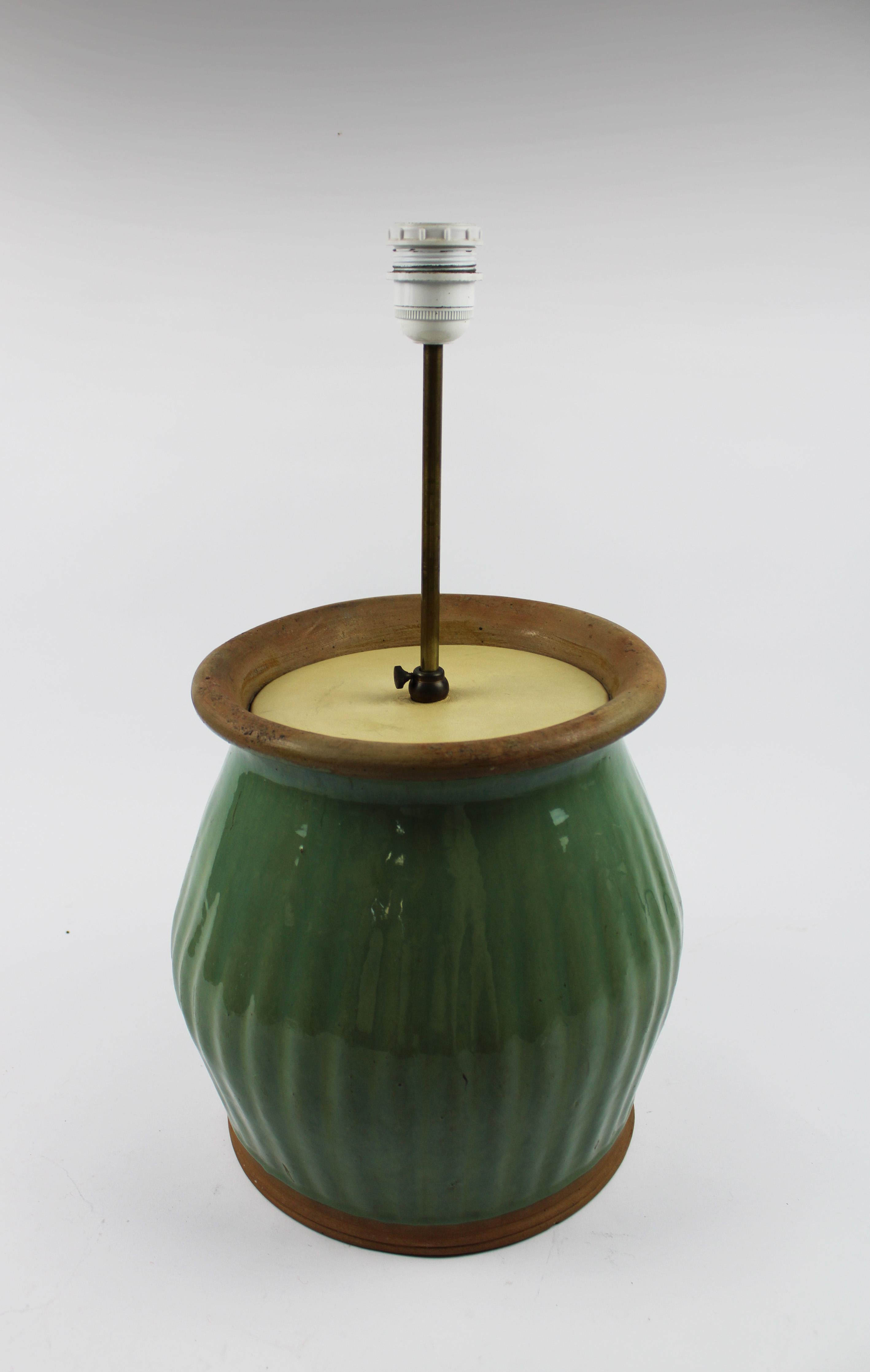 Chinese 19th century Celadon Glazed Stoneware Ginger Jar Mounted as Lamp Longquan China For Sale