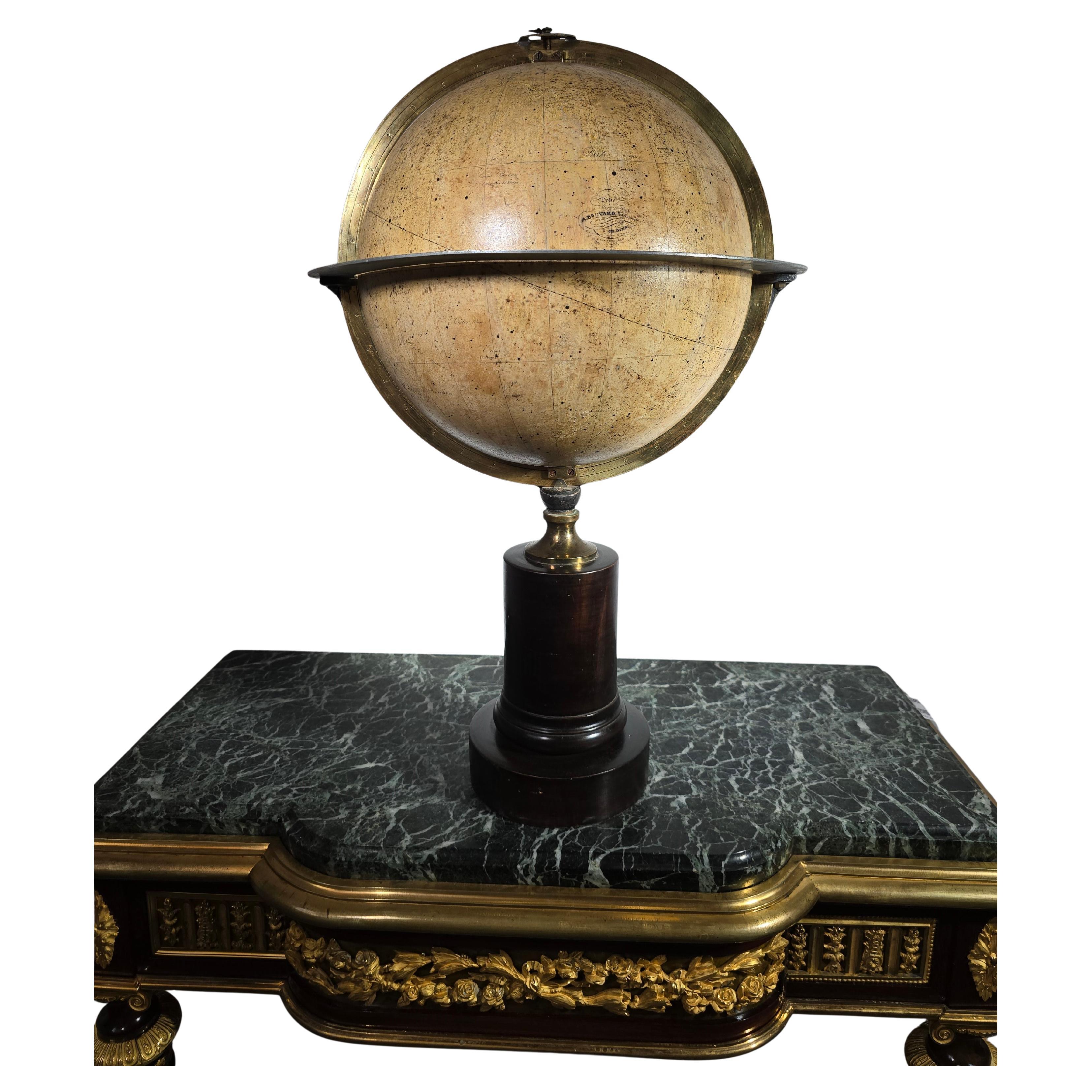 19th Century Celestial Globe by Charles Dien, Signed and Dedicated to M. A. Bouv For Sale