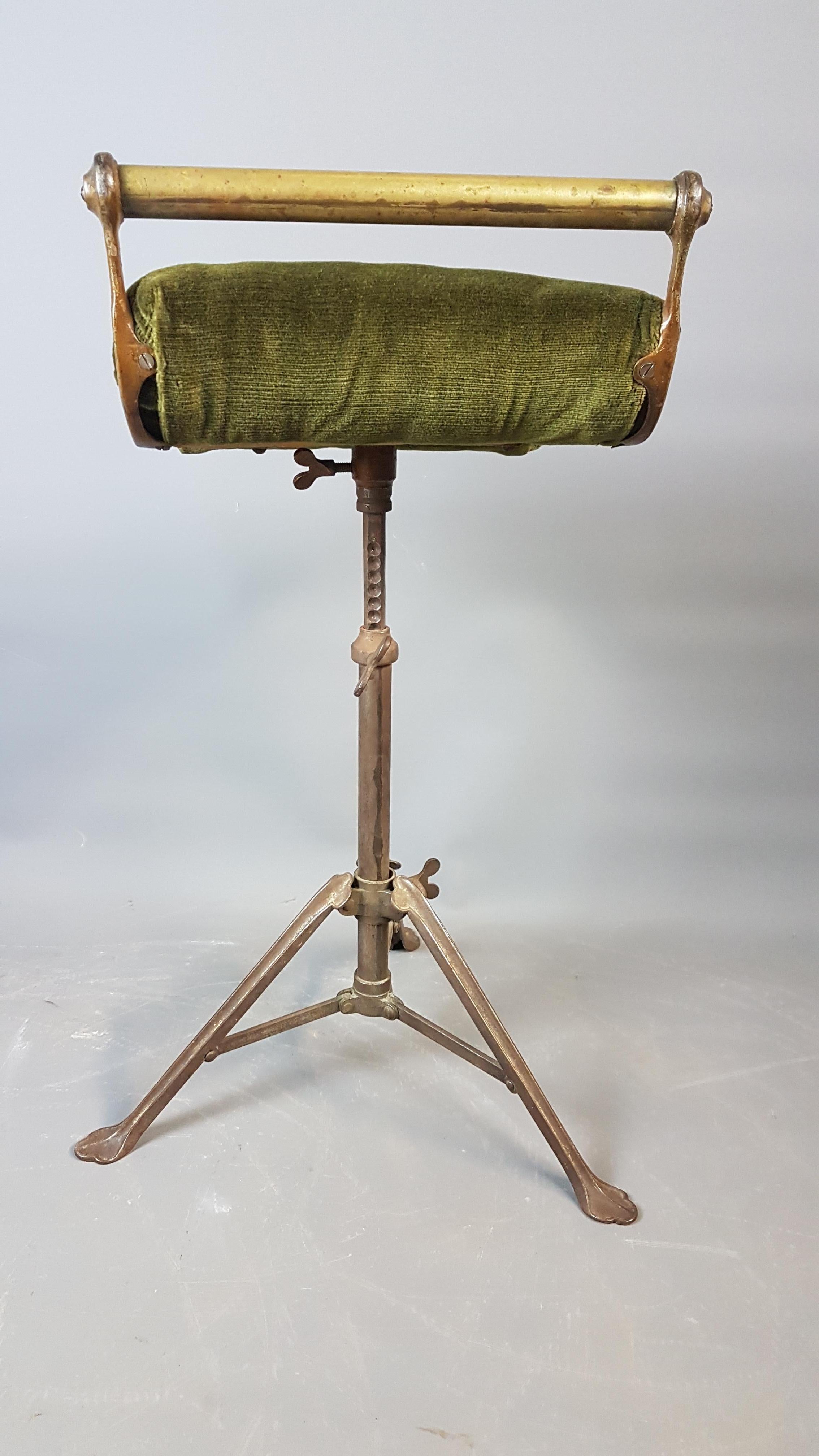 Late 19th Century 19th Century Cello Stool by C.H.Hare in Original Buttoned Velvet For Sale