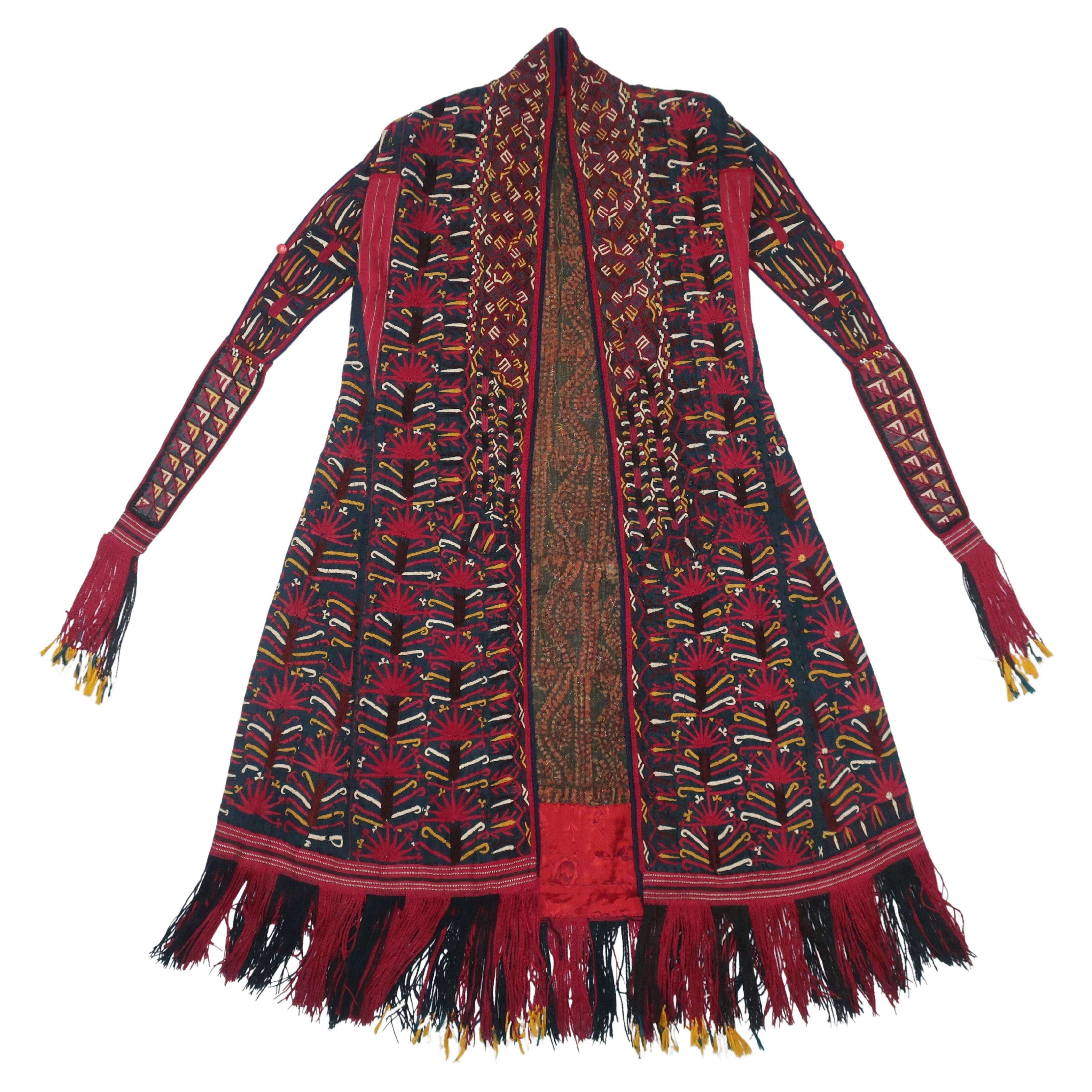 19th Century Central Asian Embroidered Chyrpy Mantle Cloak For Sale