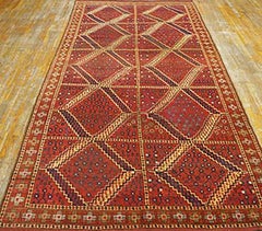 1890s Red Rust Diamond Antique Central Asian Ersari Carpet 5'10"x11'10" Wool Rug