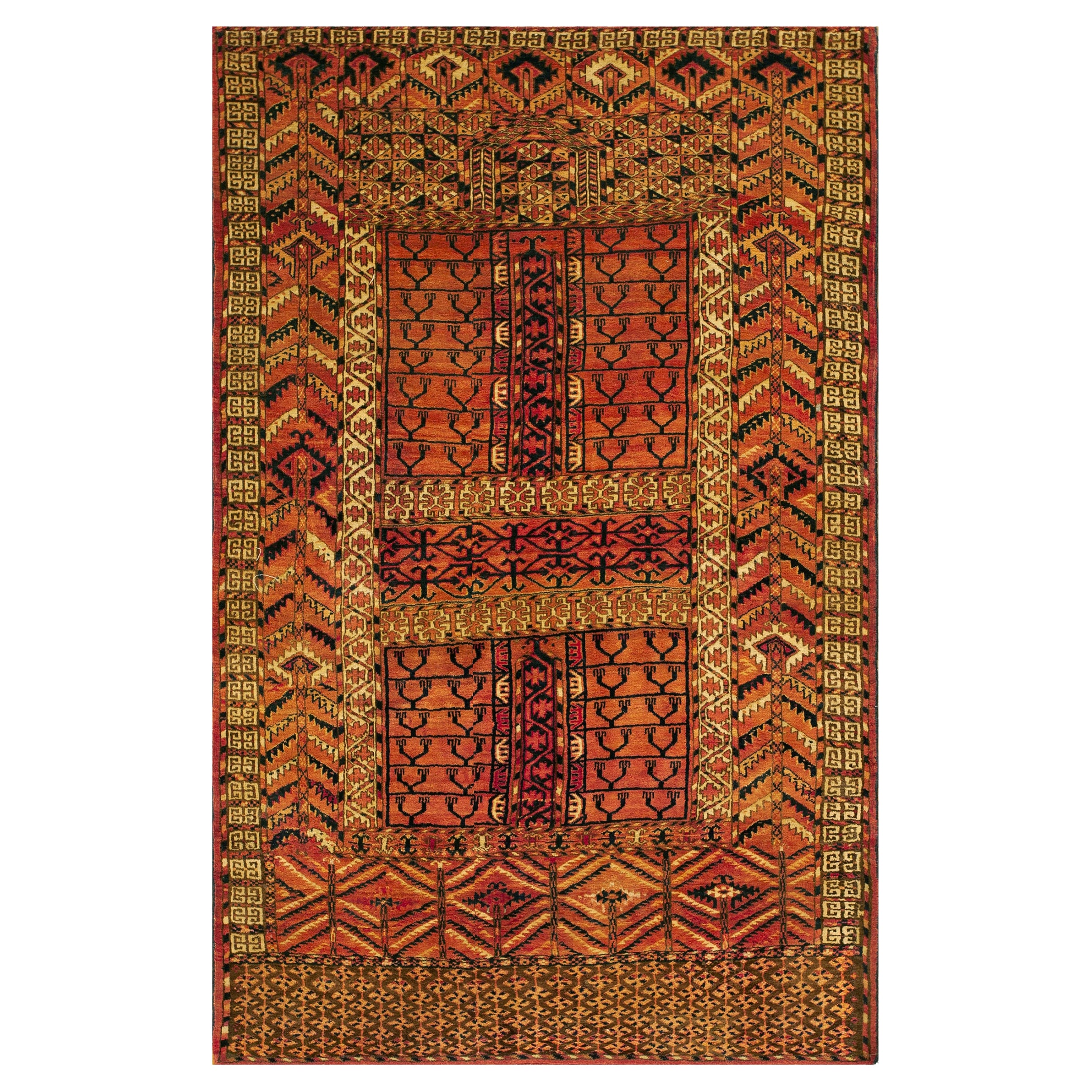 19th Century Central Asian Turkmen Engsi Carpet ( 3' 9" x 5' 5" - 114 x 165 )