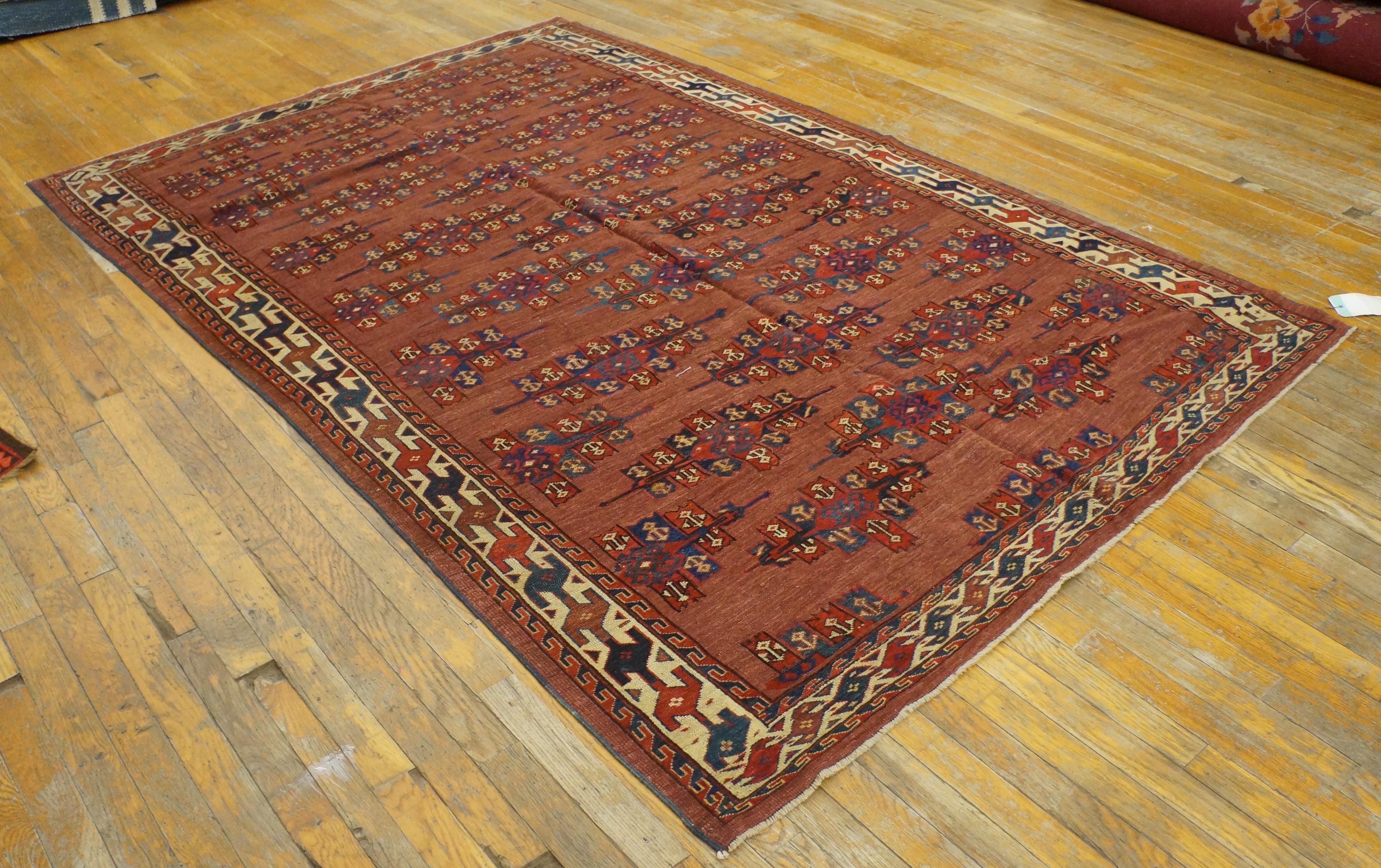 19th Century Central Asian Turkmen Yamoud Carpet ( 5'2