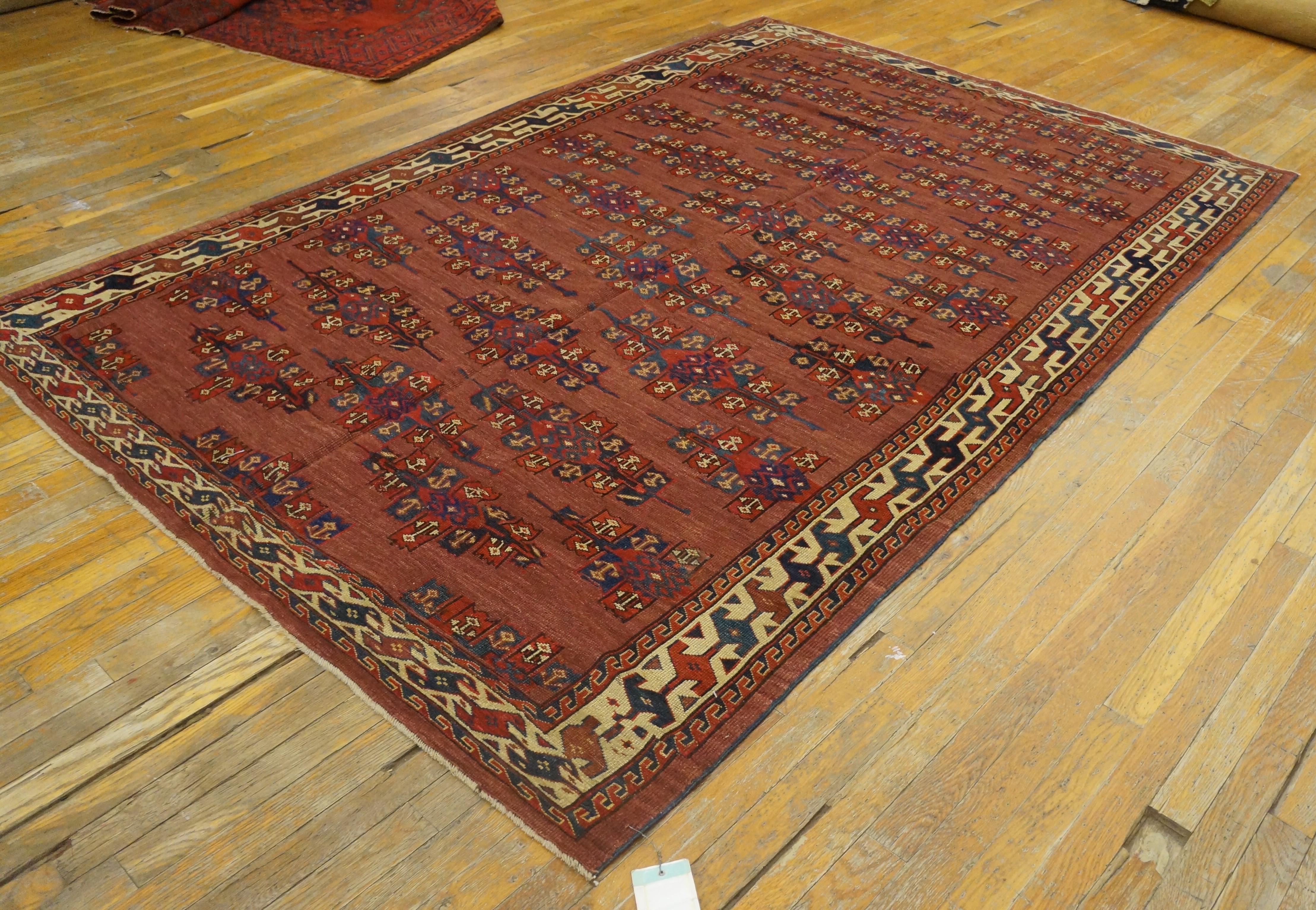 Late 19th Century 19th Century Central Asian Turkmen Yamoud Carpet ( 5'2