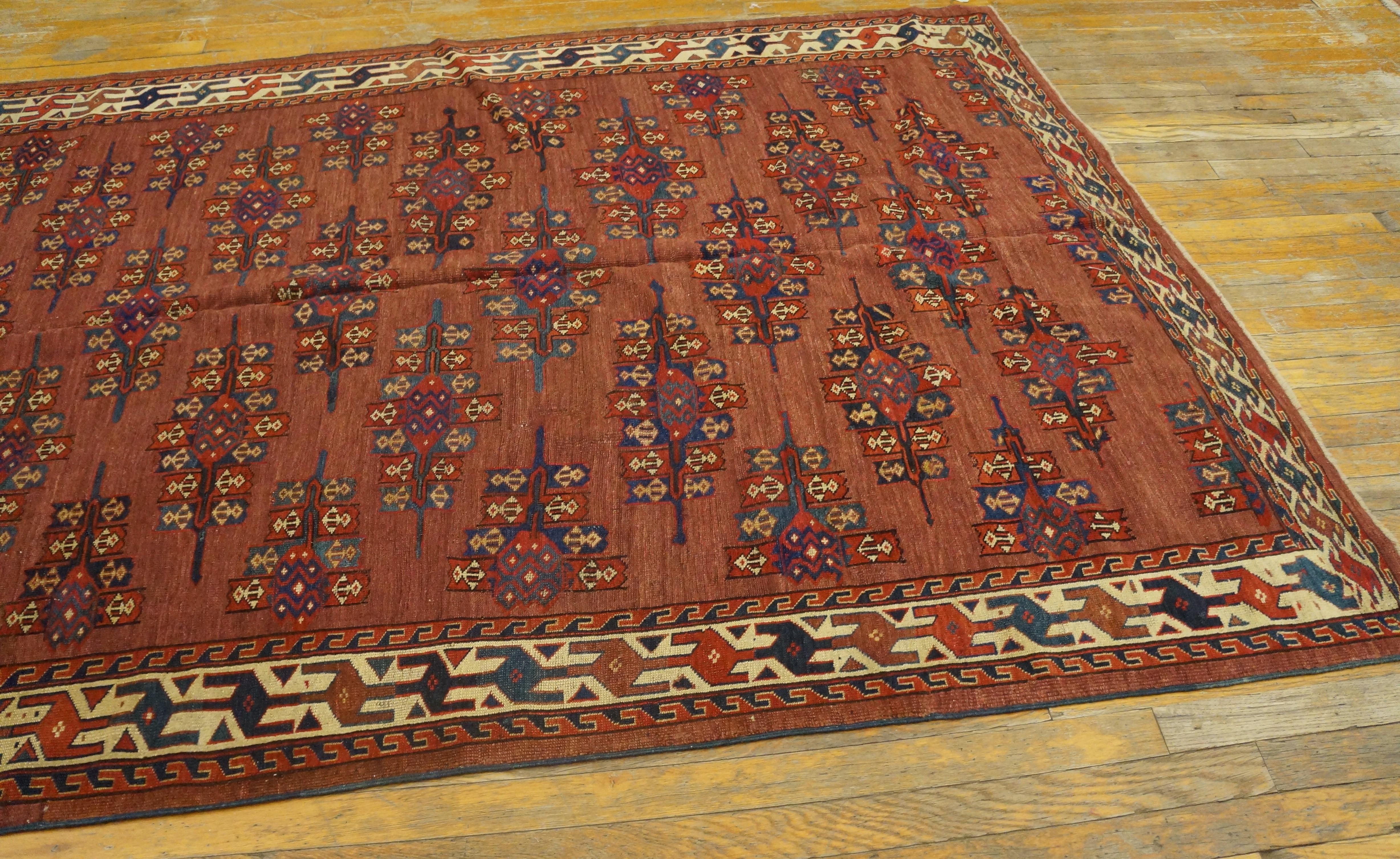 19th Century Central Asian Turkmen Yamoud Carpet ( 5'2
