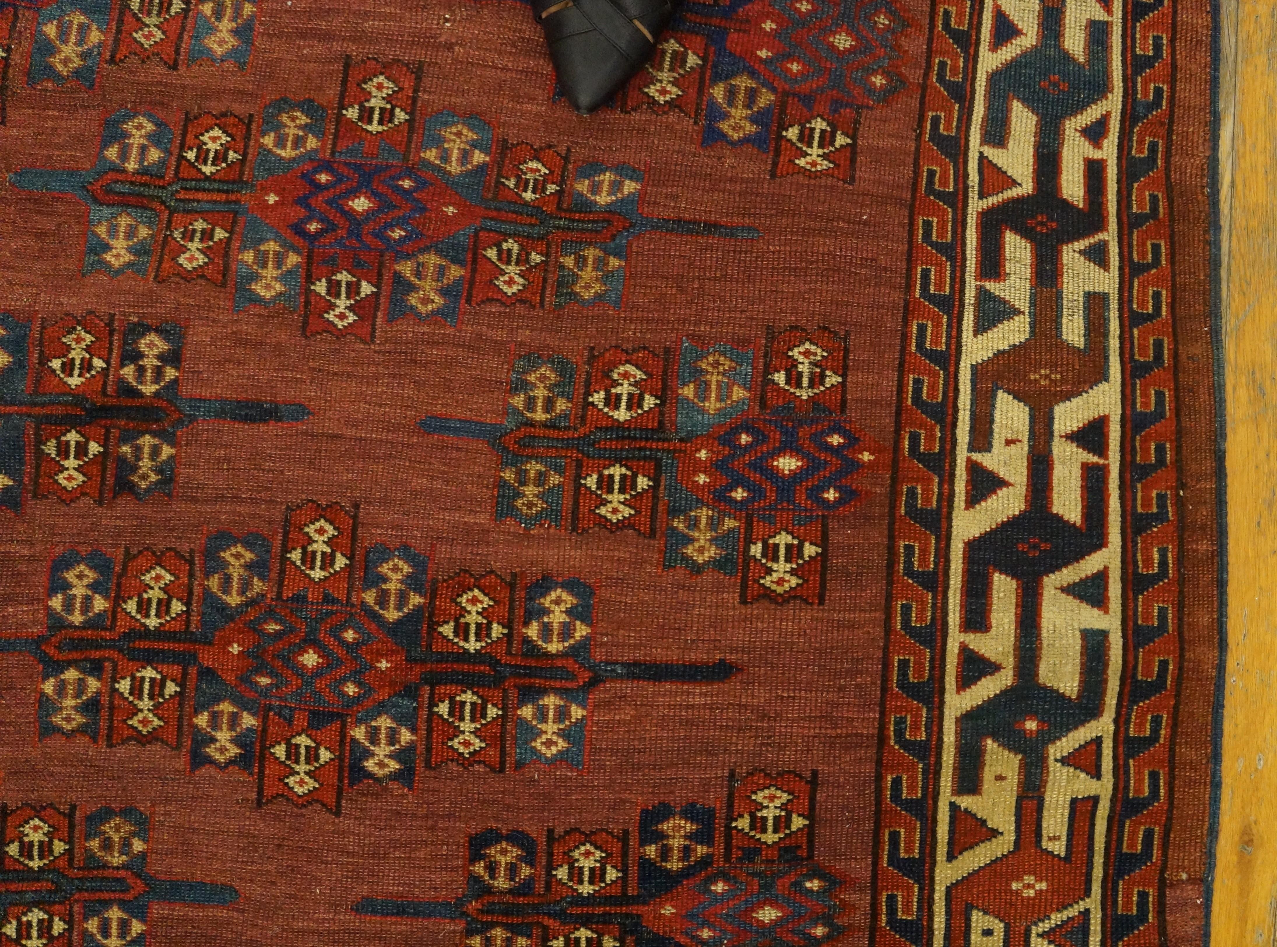 19th Century Central Asian Turkmen Yamoud Carpet ( 5'2