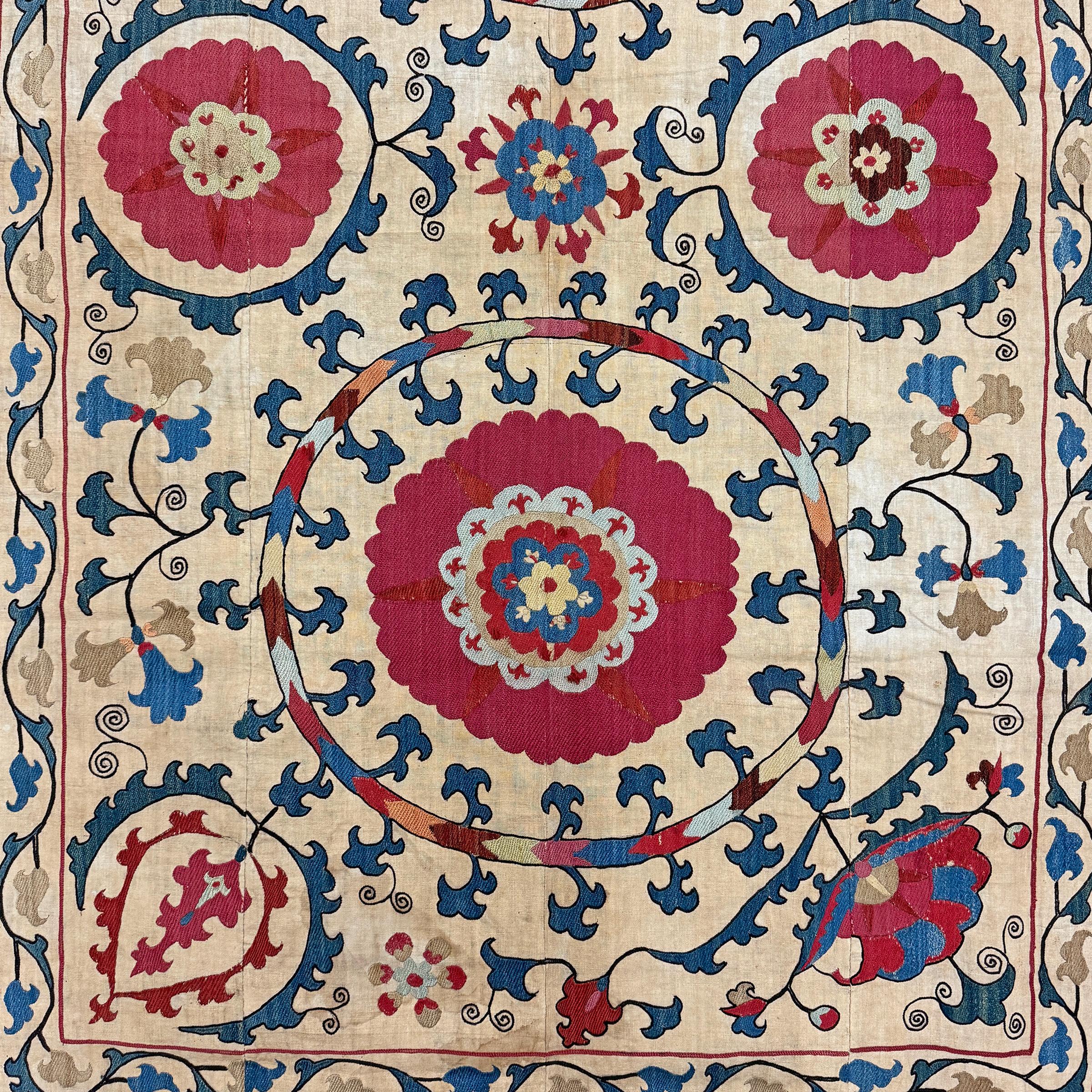 Suzani uzbeko de Asia Central del siglo XIX Uzbeko en venta