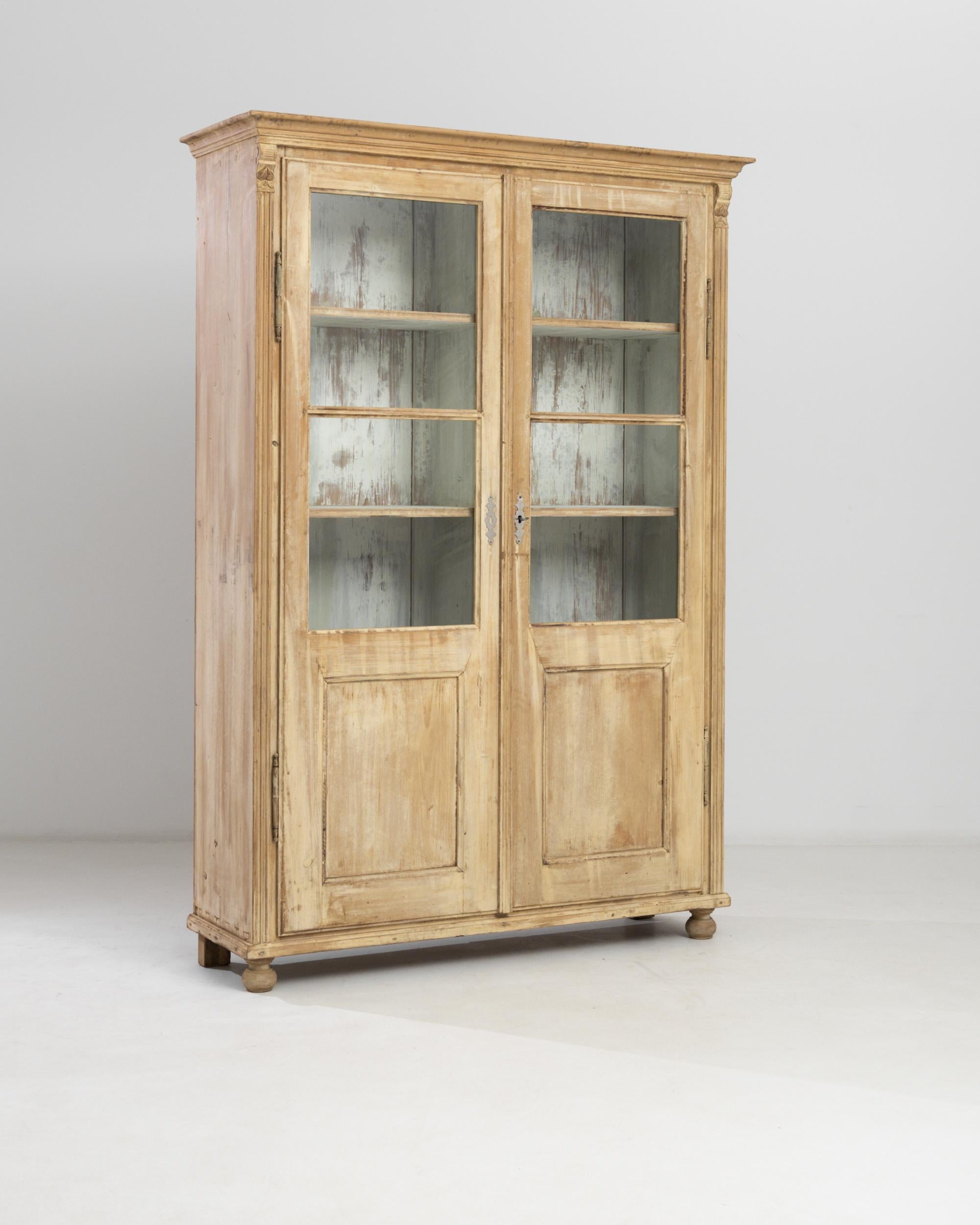 European 19th Century Central Europe Wooden Patinated Vitrine