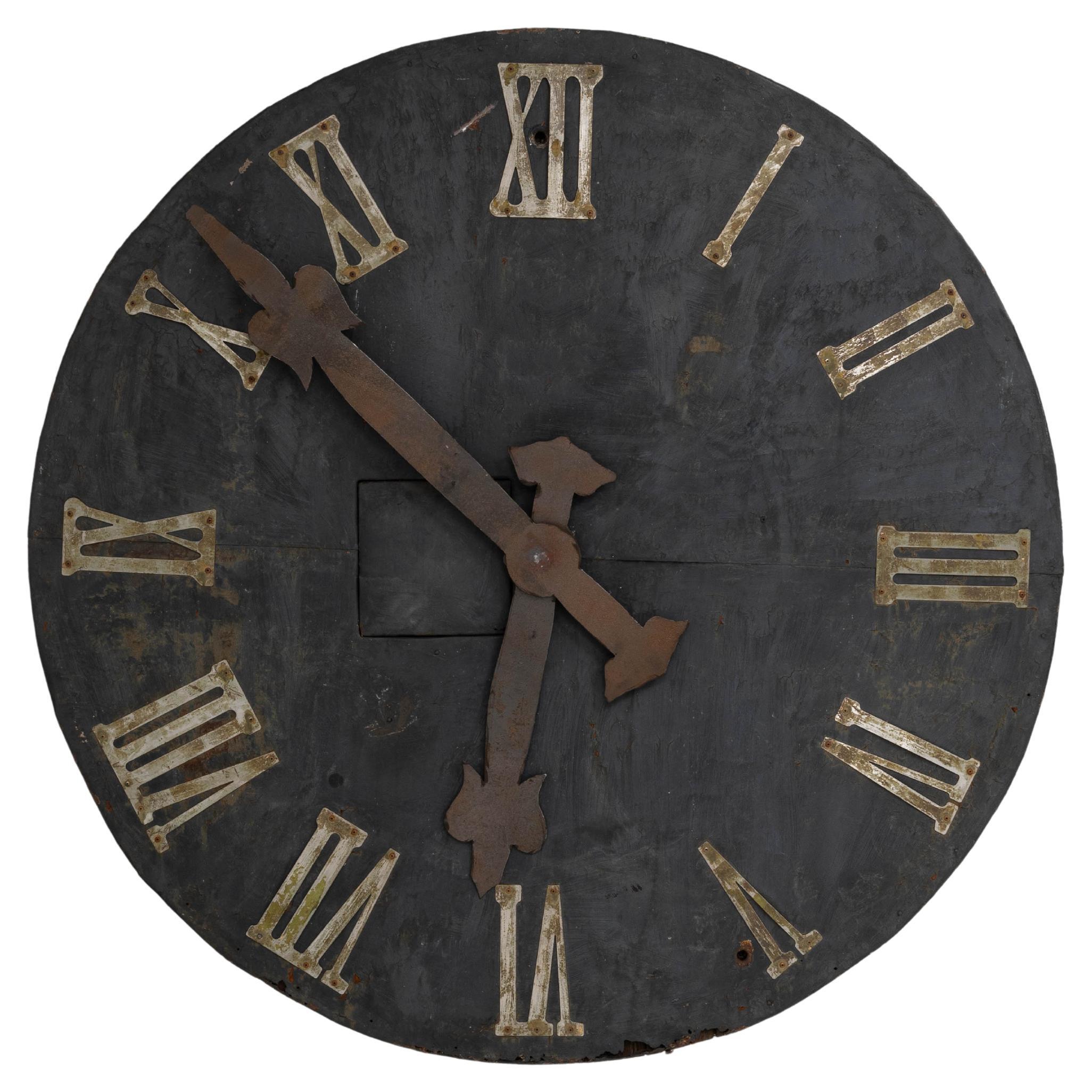 Orologio da parete in metallo industriale dell'Europa centrale del XIX secolo