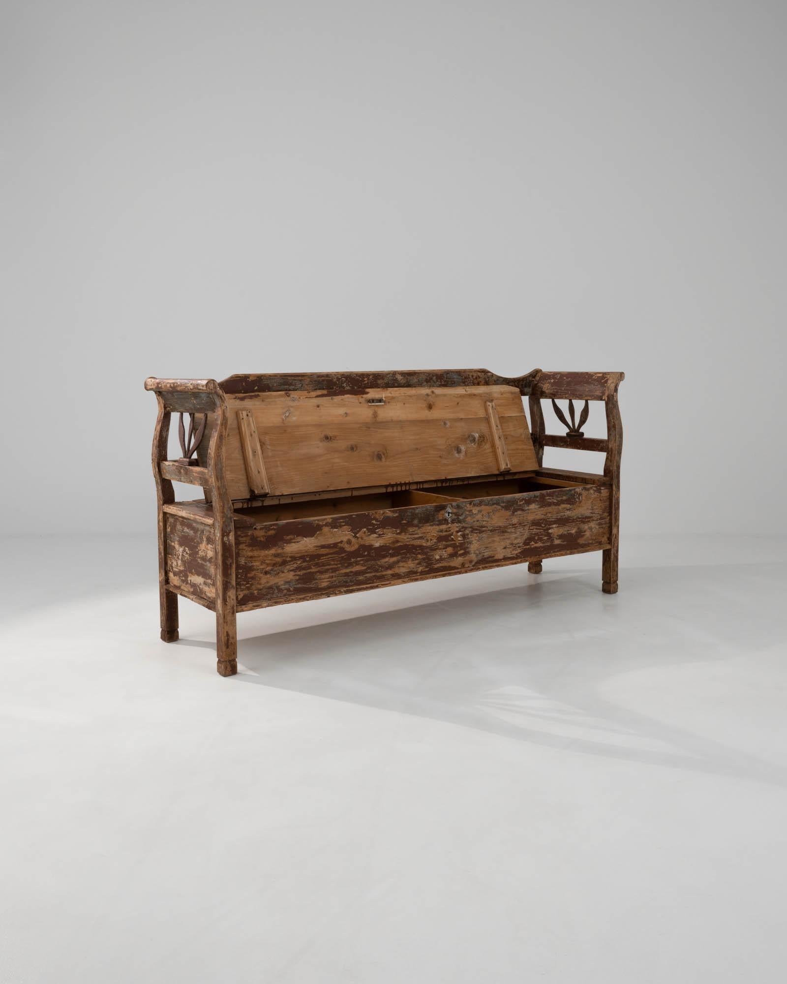 19th Century Central European Wood Patinated Bench For Sale 2