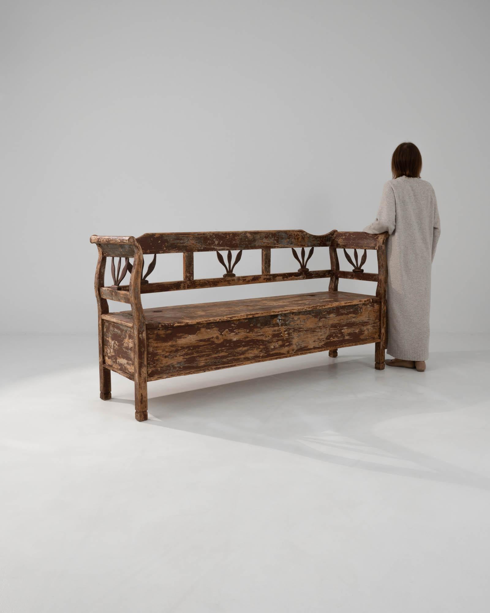 19th Century Central European Wood Patinated Bench 3