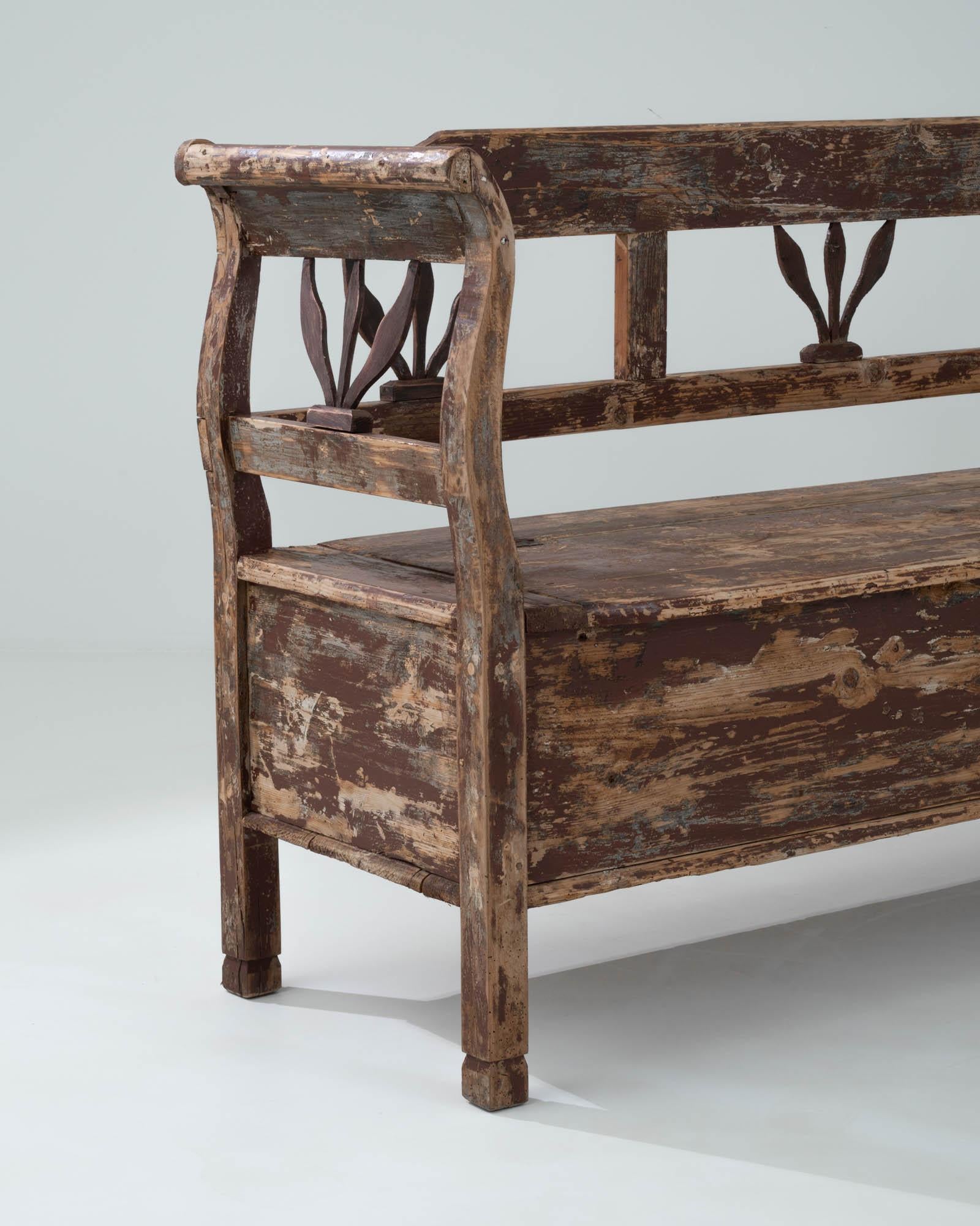 19th Century Central European Wood Patinated Bench For Sale 4