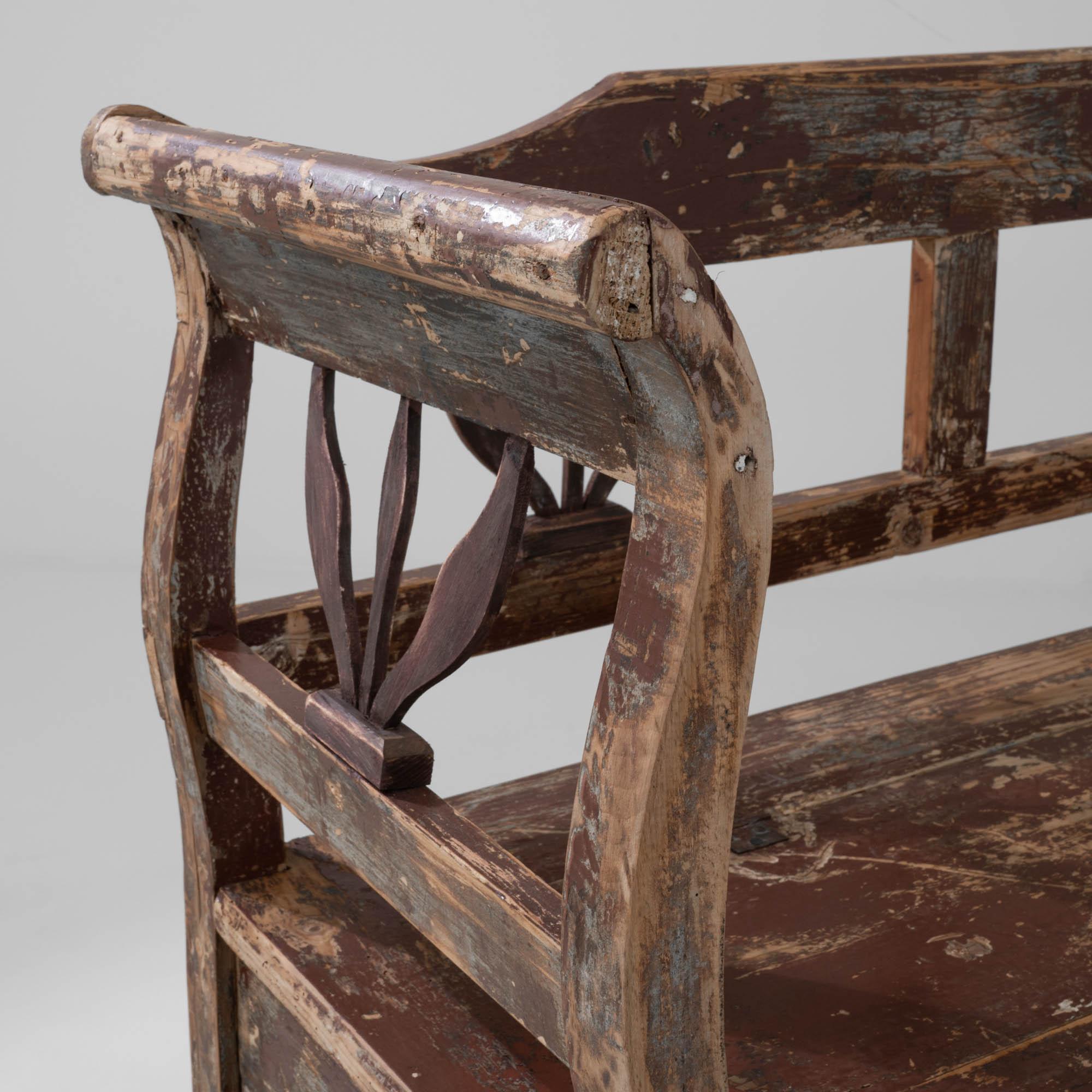 19th Century Central European Wood Patinated Bench 6
