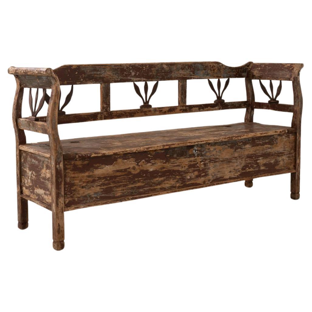 19th Century Central European Wood Patinated Bench For Sale