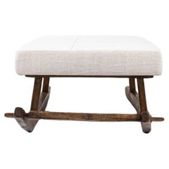 19th Century Central European Wooden Bench with Upholstered Seat