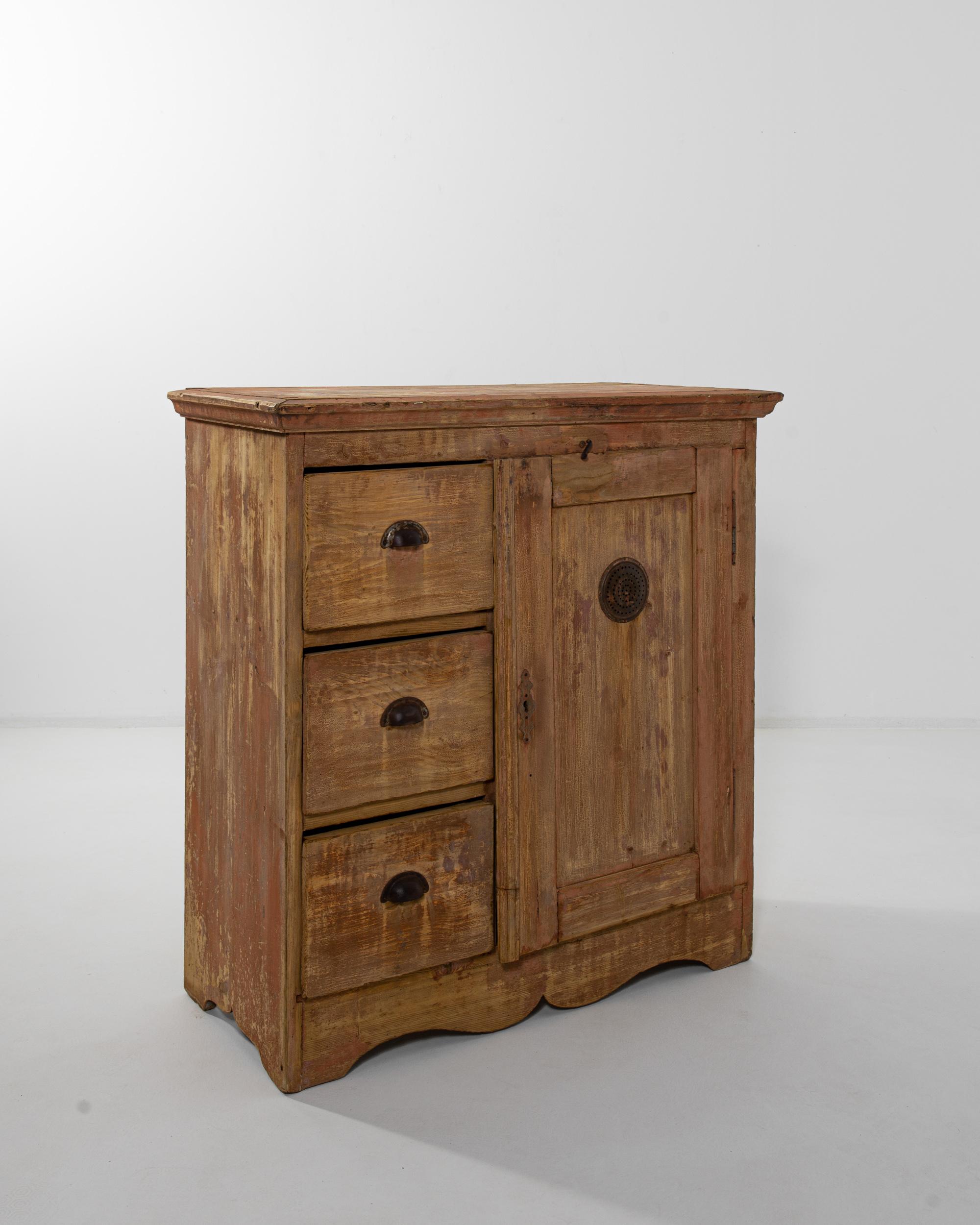 Patinated 19th Century Central European Wooden Cupboard For Sale