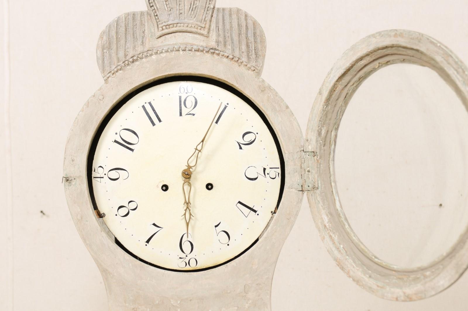 19th Century Central Swedish Floor Clock with Original Metal Face and Hands 2