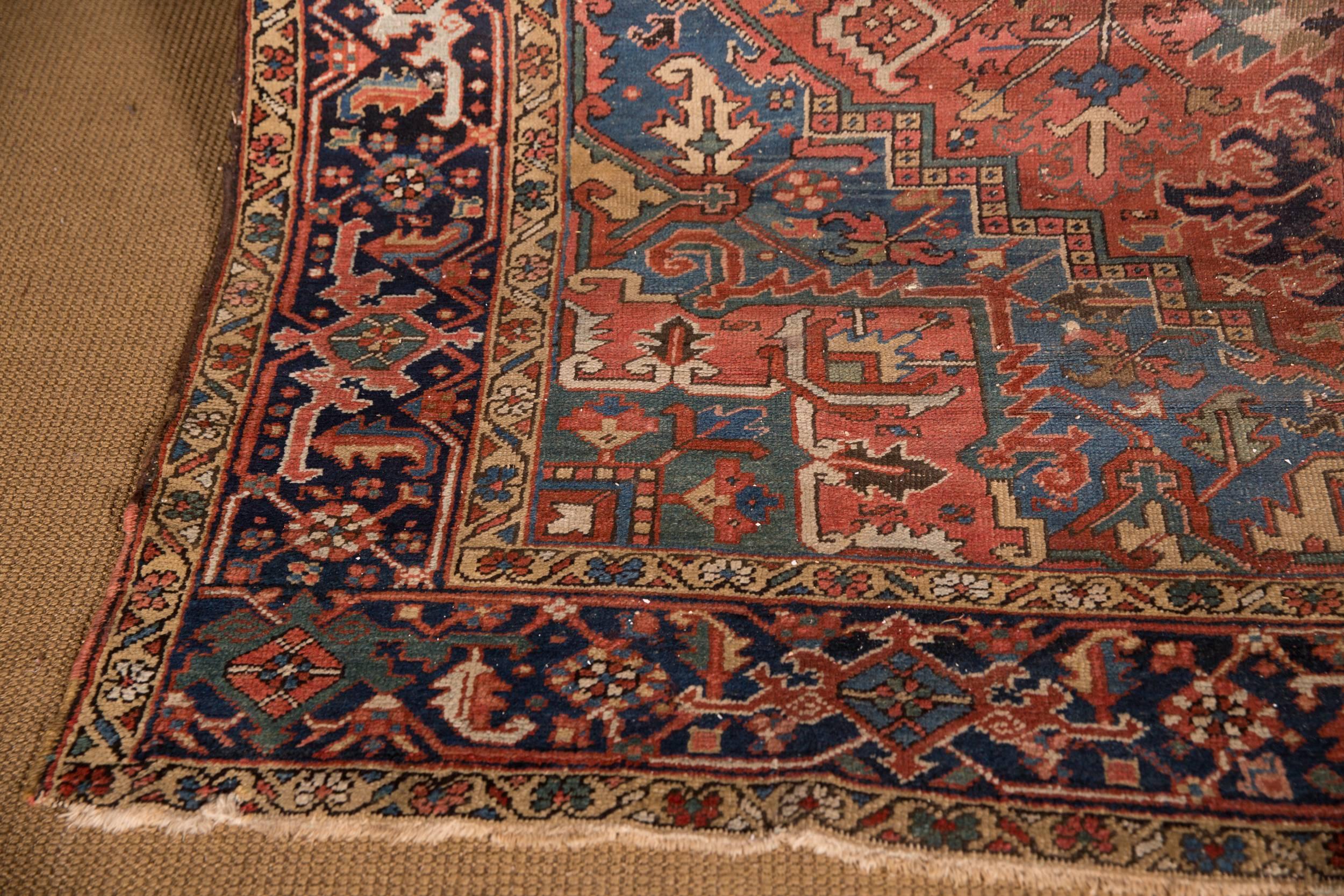 Hand-Knotted 19th Century Beautiful Antique Heriz Rug