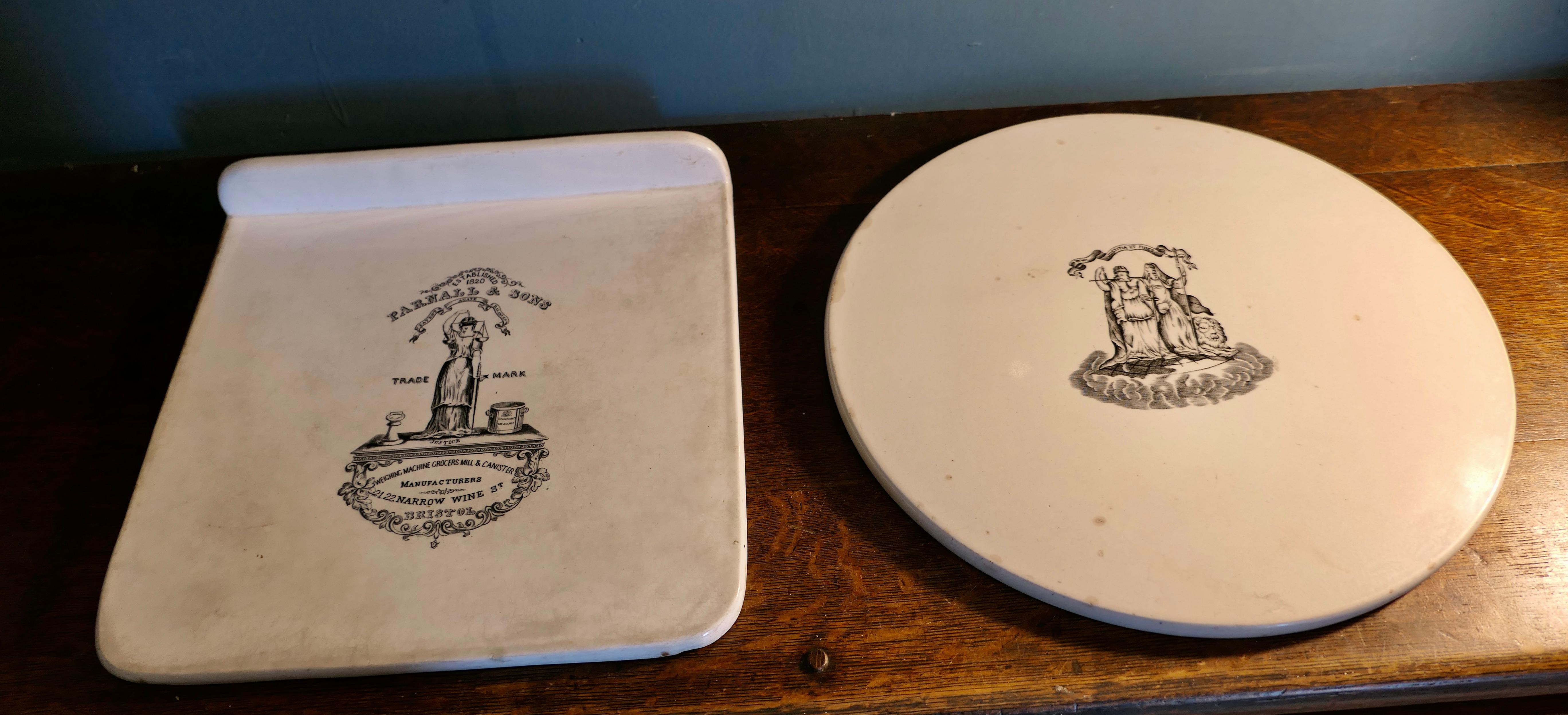 Victorian 19th Century Ceramic Butter Slab and Cheese Scale Pan 2 Good Honest Pieces  For Sale