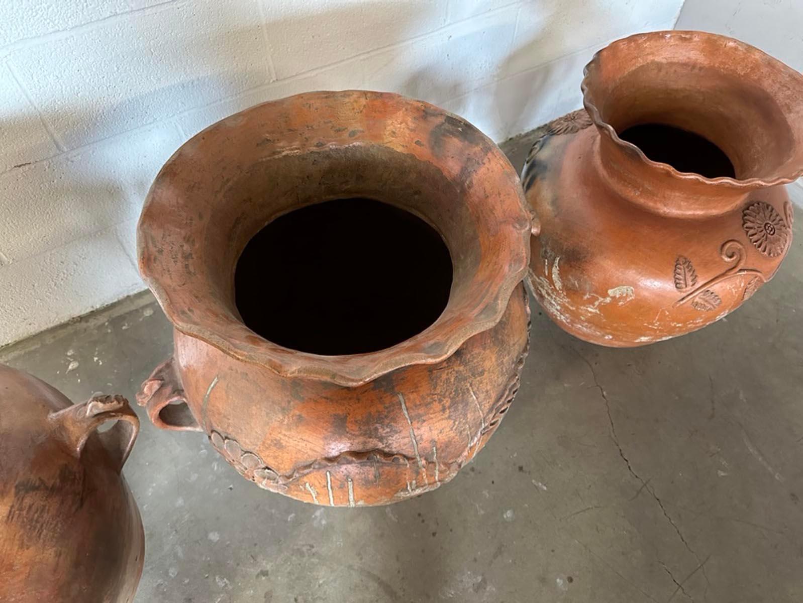 19th Century Ceramic Floreros - Water Storage Pots In Fair Condition For Sale In Los Angeles, CA