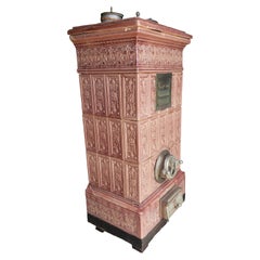 Used 19th Century European Fratelli Pozzoli Majolica Ceramic Tile Heating Stove 