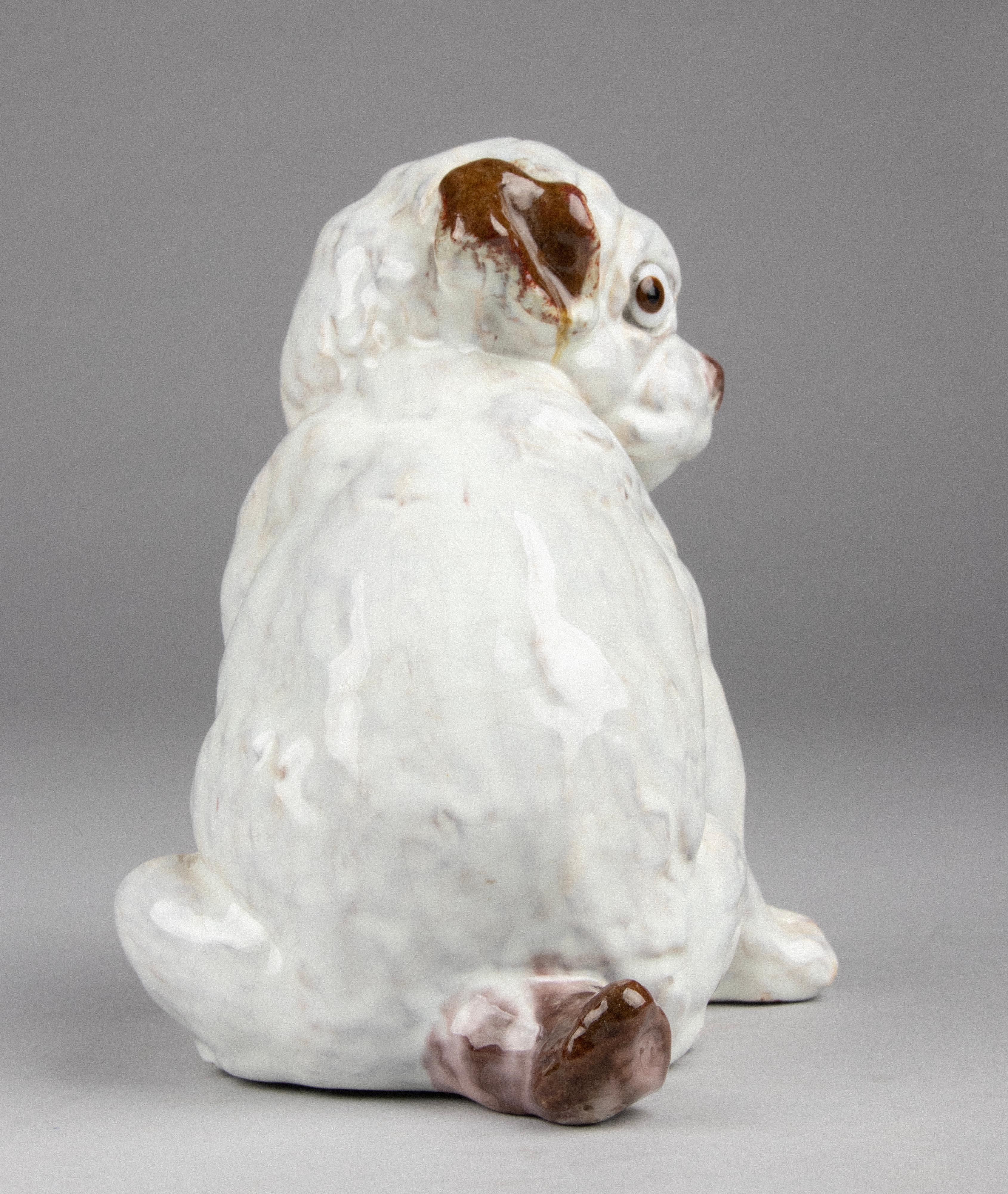 19th Century Ceramic Sculpture of a Pug Dog by J. Filmont Caen, France 5