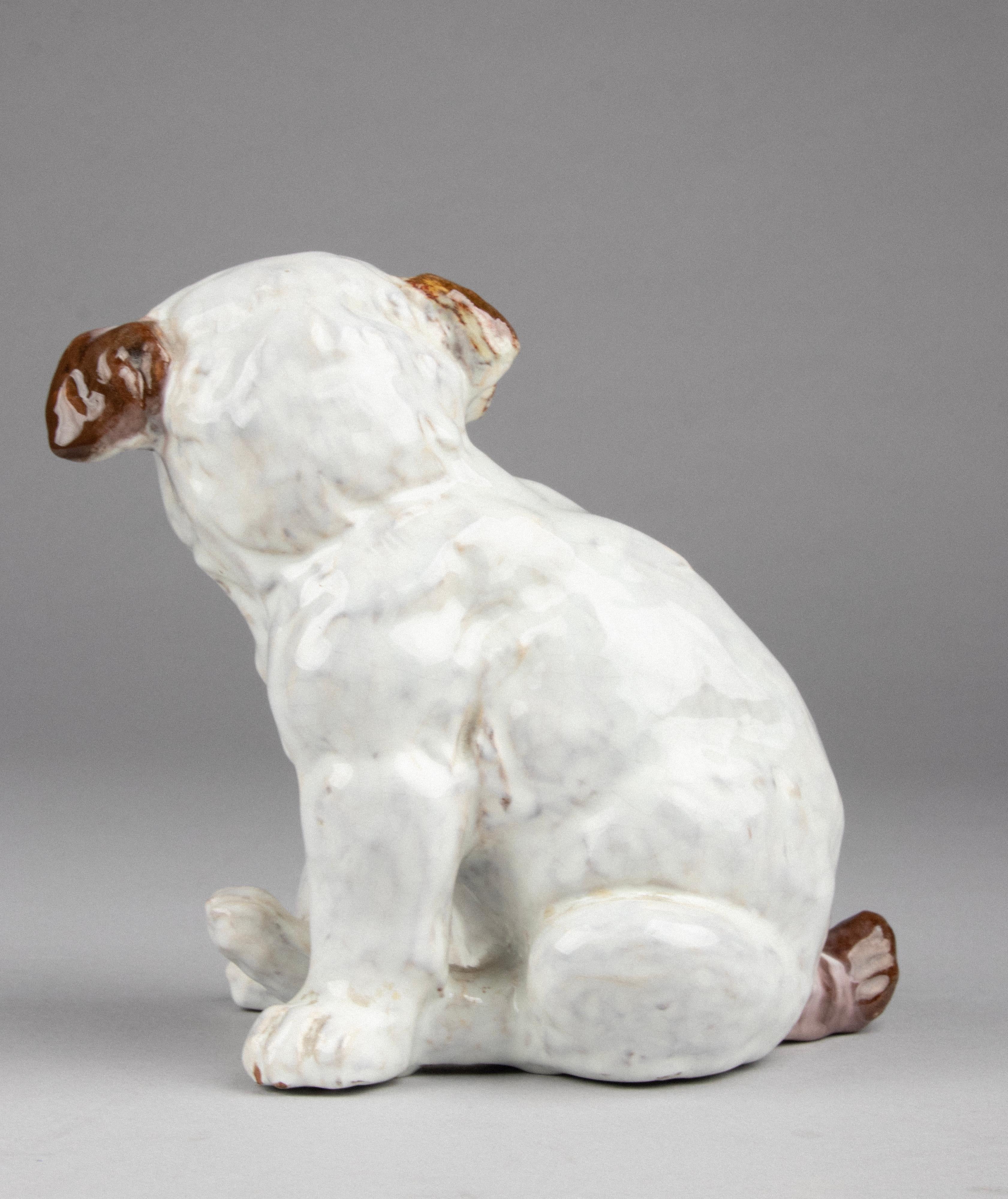 19th Century Ceramic Sculpture of a Pug Dog by J. Filmont Caen, France 7