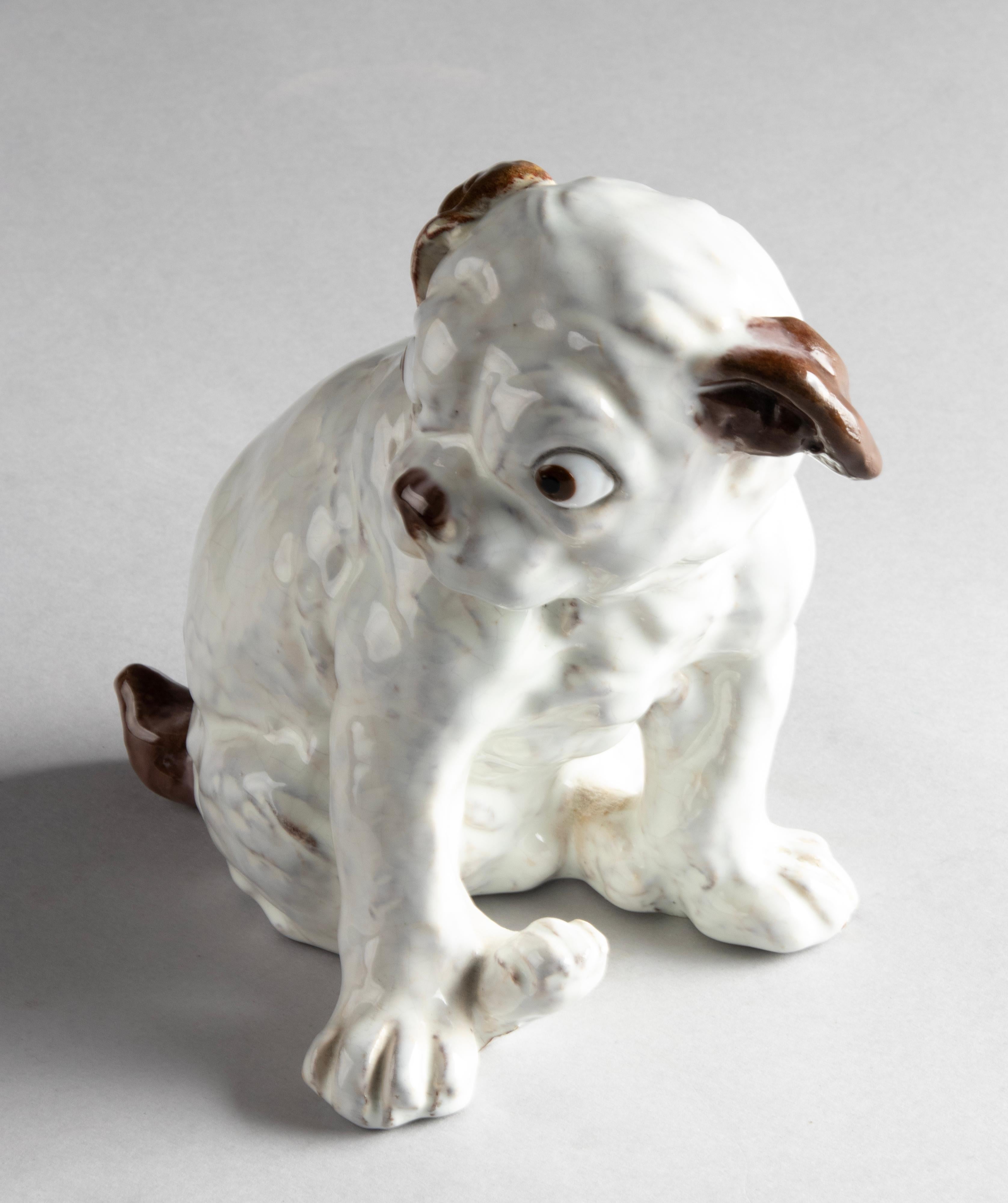 19th Century Ceramic Sculpture of a Pug Dog by J. Filmont Caen, France 9